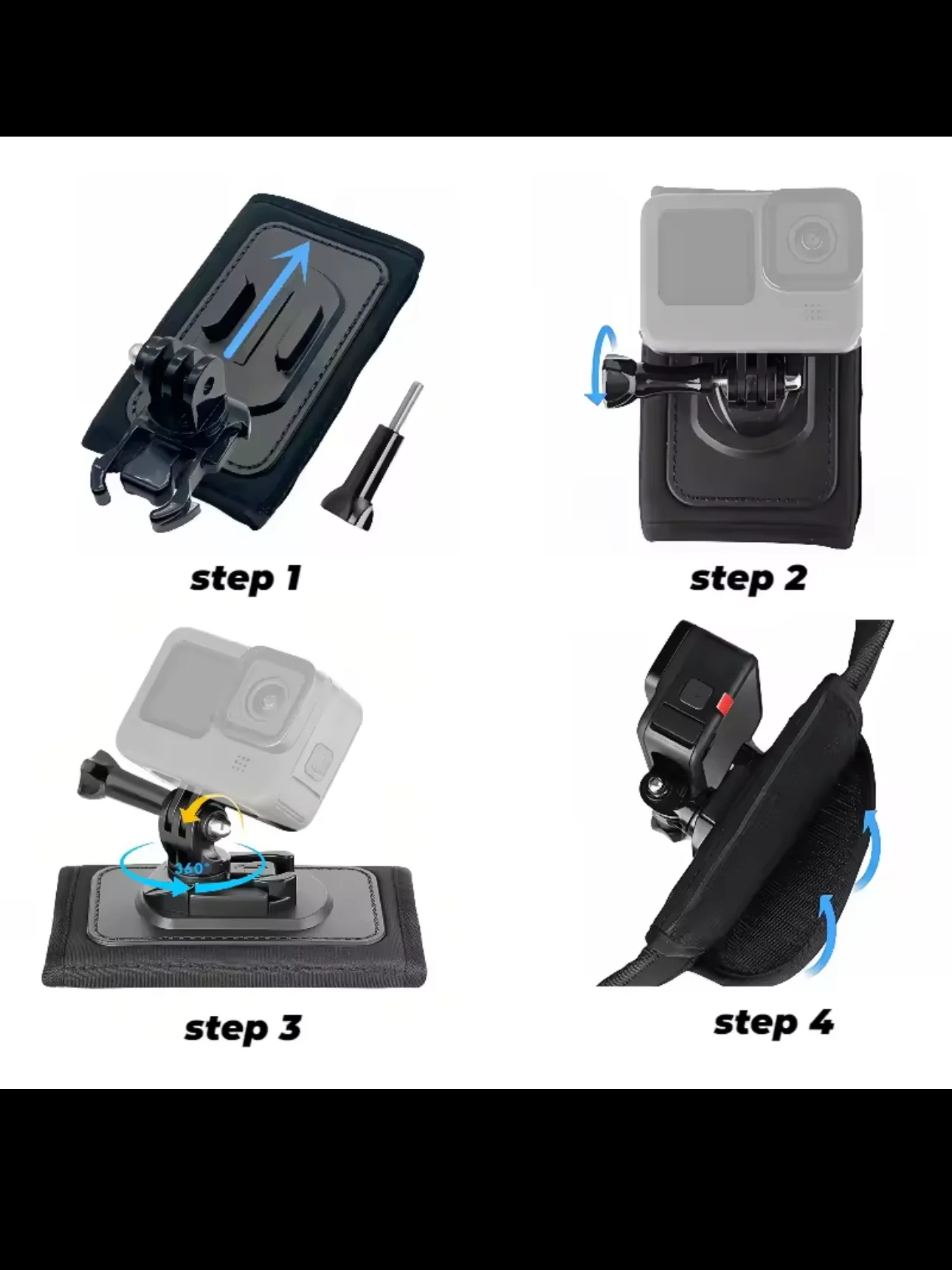 Terebento Shoulder Strap 360° Rotate Buckle Quick Release Mount for GoPro Hero13/12/11/10/9 Dji Action 2 Action Camera Accessory product image (3)