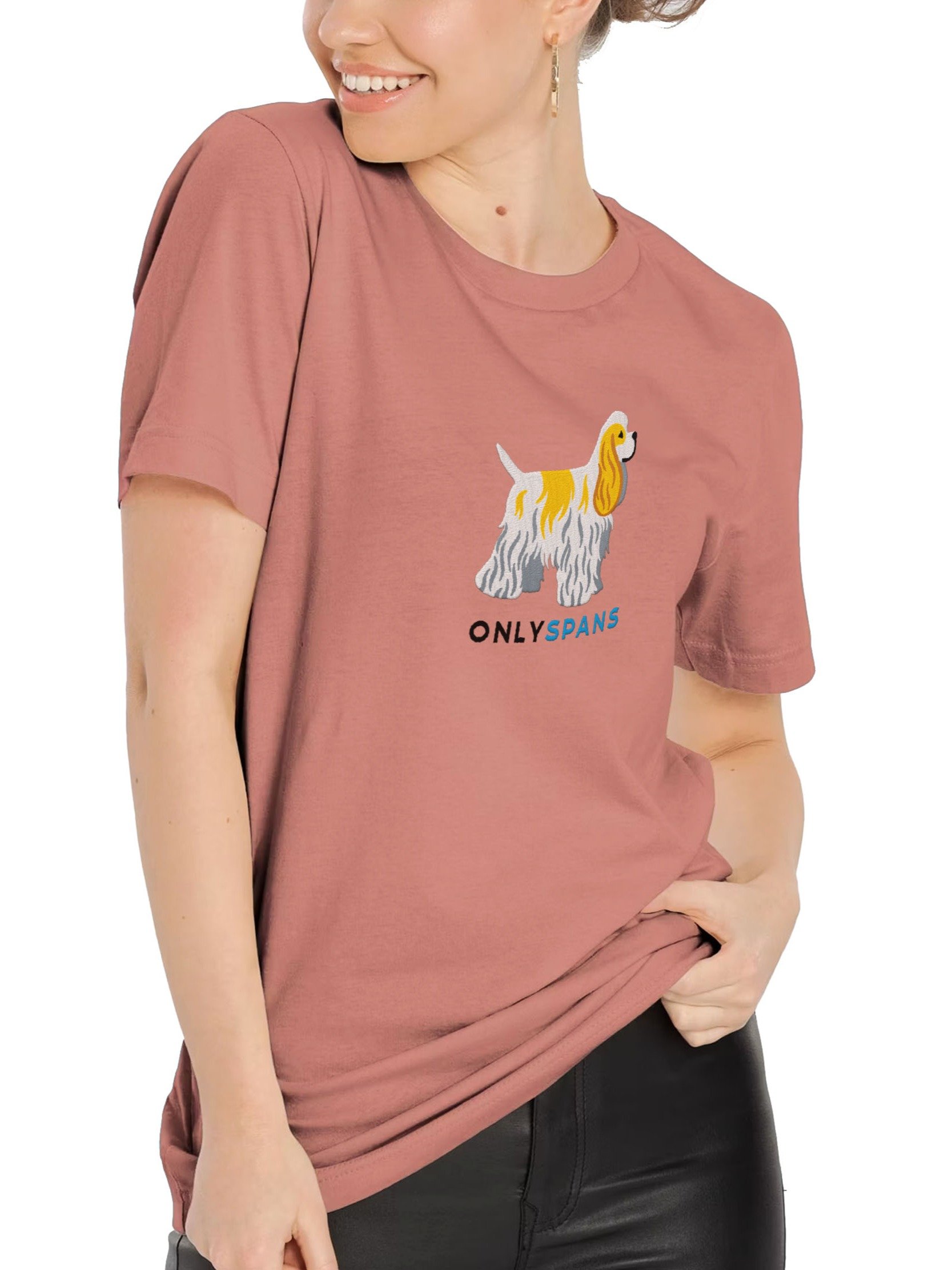 Only Spans T-Shirt(Embroidered) of an American Cocker Spaniel(Lemon & White) product image (2)
