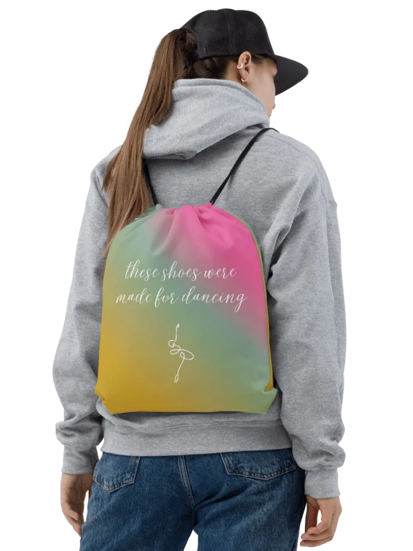 Drawstring Dance Bag | Multicolour Gradient with White Logo and Quote product image (2)