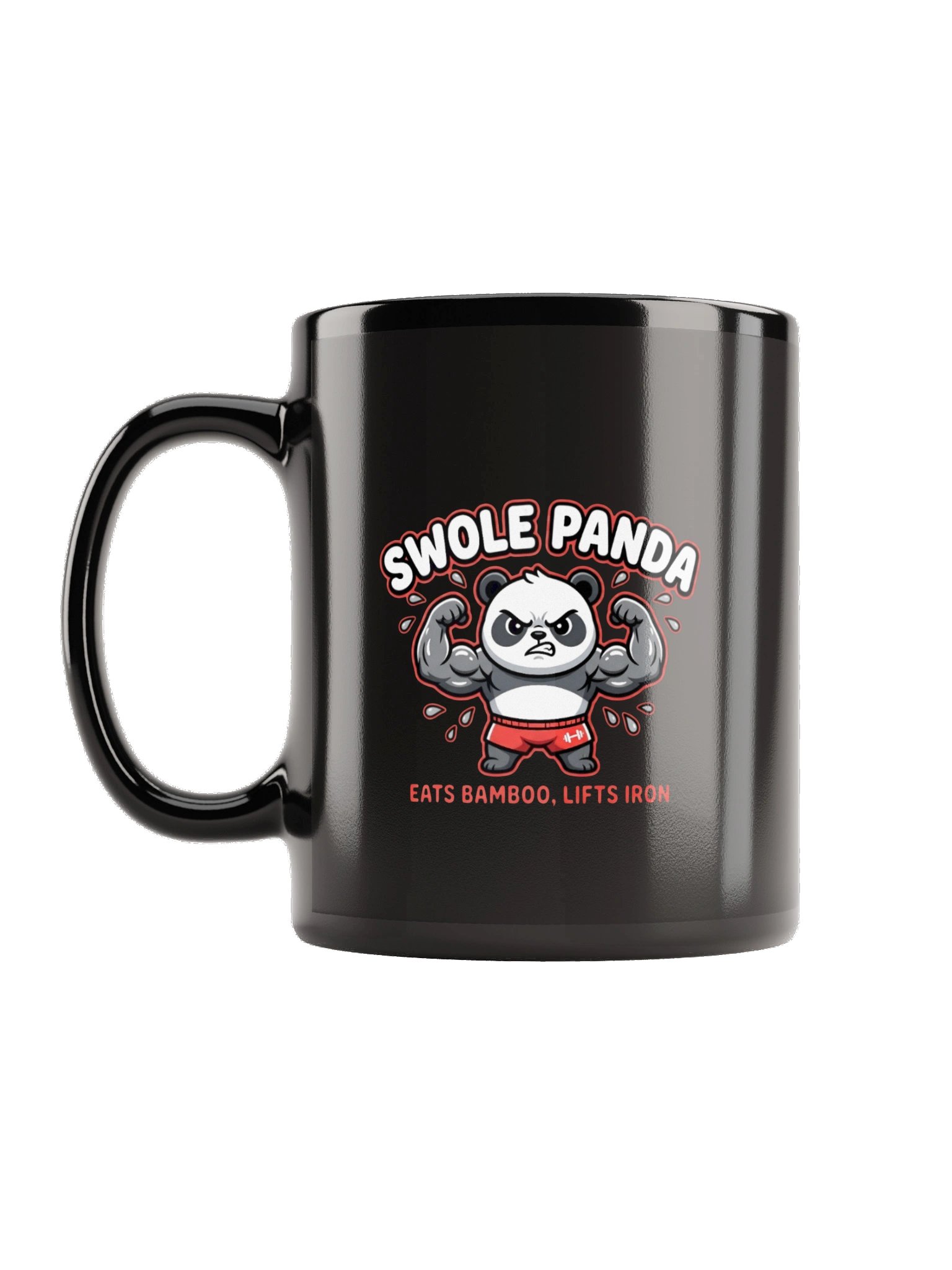 Swole Panda Coffee Mug – Funny Gym Gift | Black Glossy 11oz Ceramic Mug product image (1)