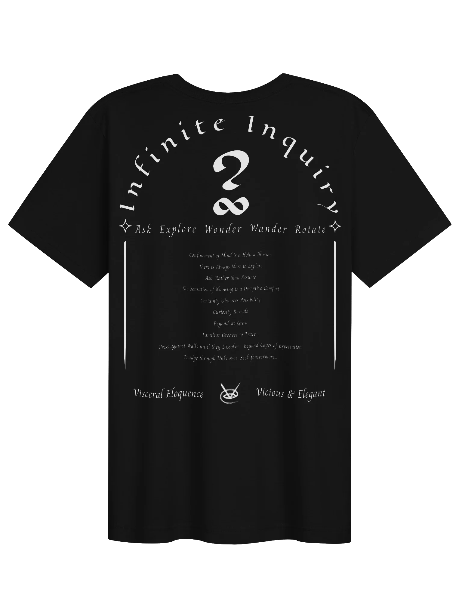 Infinite Inquiry T Shirt | Philosophical Clothing | Curiosity product image (1)