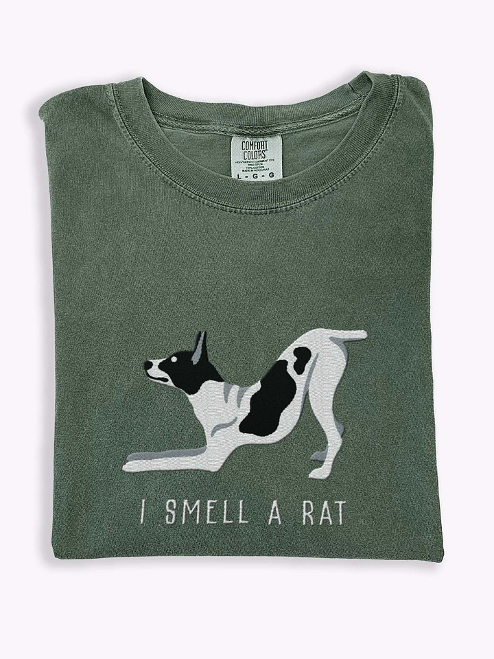 I Smell a Rat T-Shirt(Embroidered) of a Rat Terrier(Black & White) product image (1)