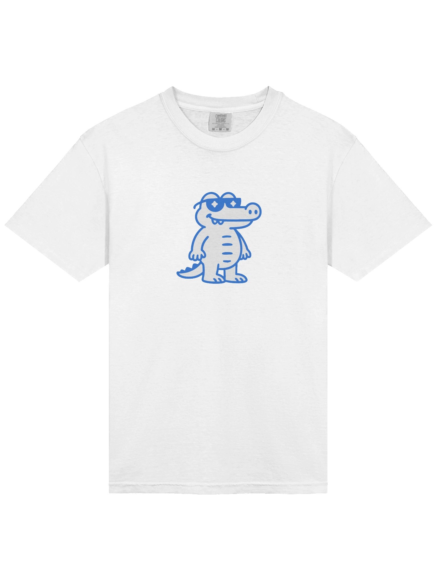 Crocodeth T-Shirt No.1 – White Graphic Tee with Large Blue Crocodile Print product image (23)