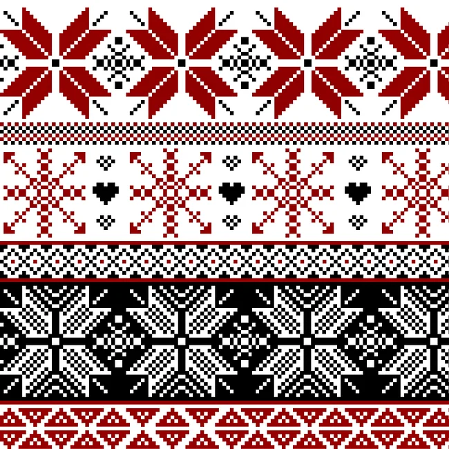 Winter Fair Isle Pattern, Red & Black