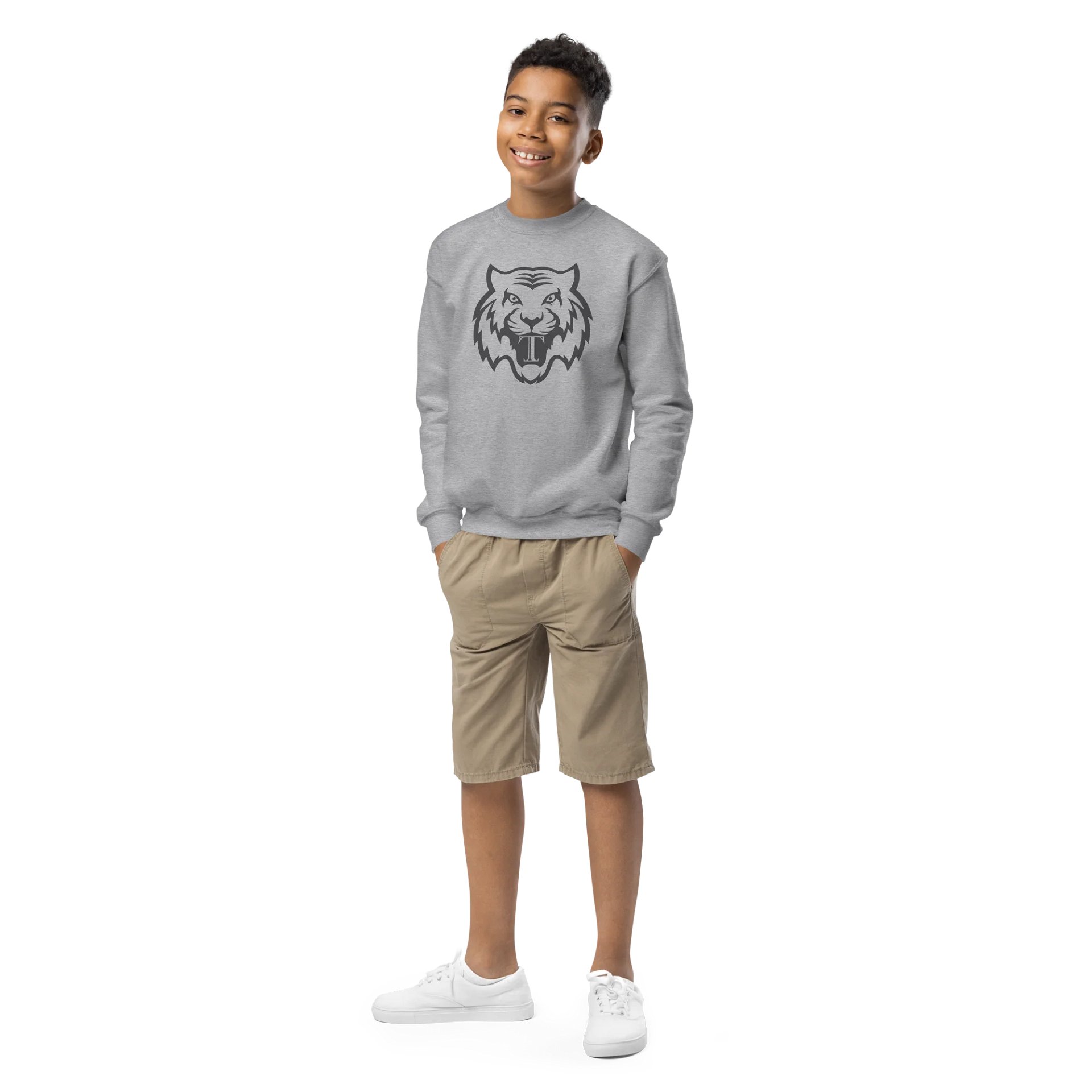 Youth Tiger Teeth Crew Neck Sweater (Dark) product image (1)
