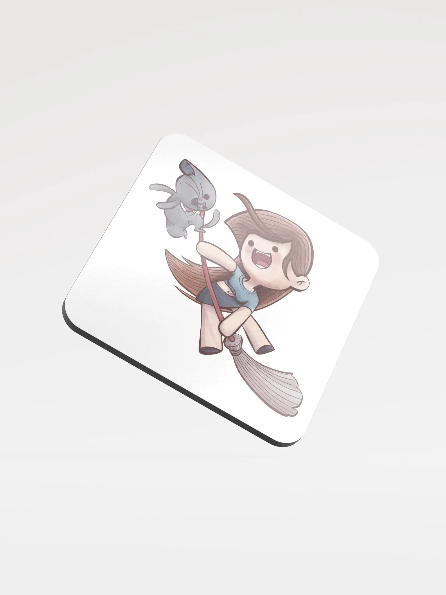 She & Her Pet | Glossed Cork Coaster product image (1)
