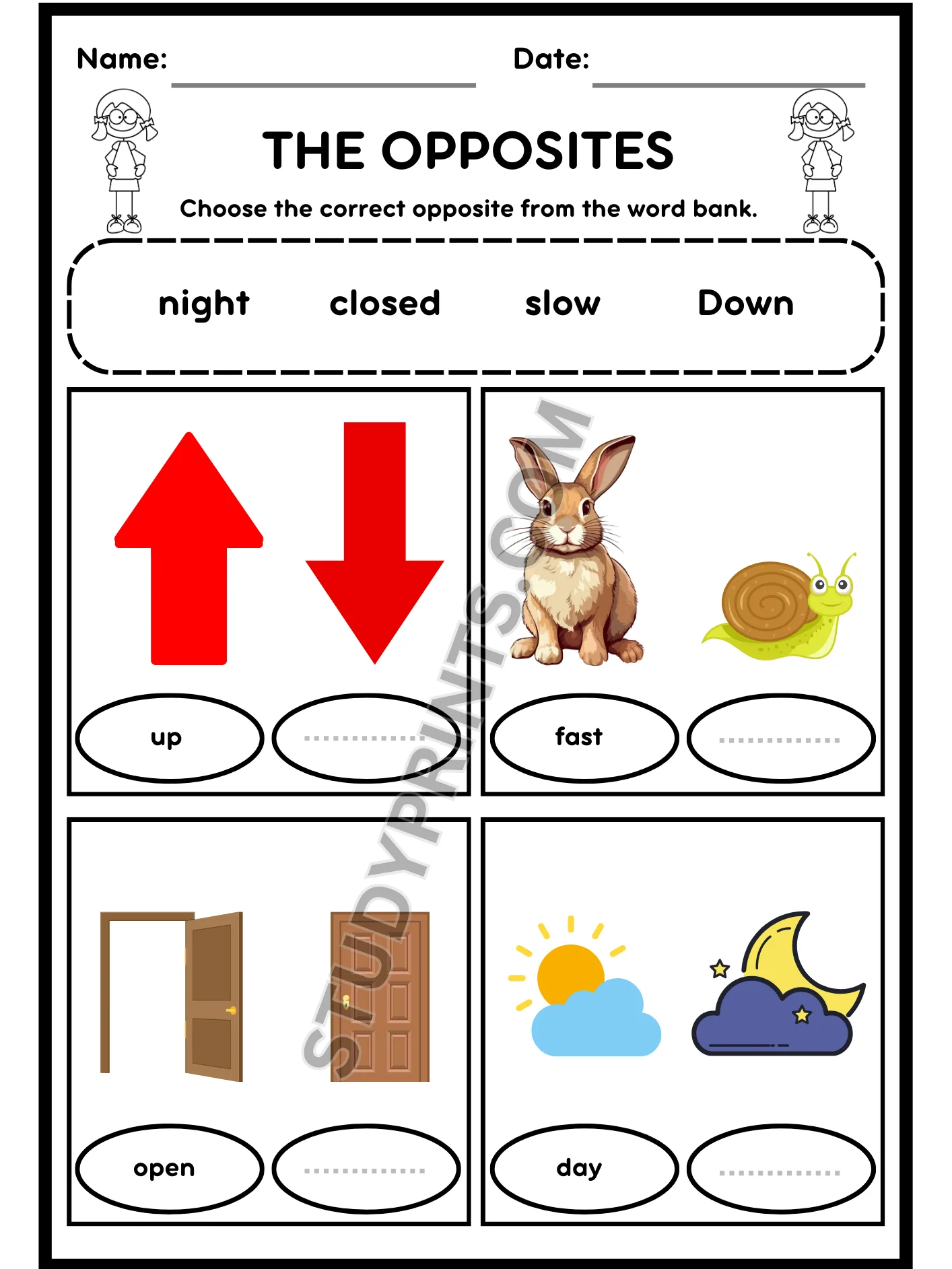 opposite words for kindergarten worksheets product image (2)