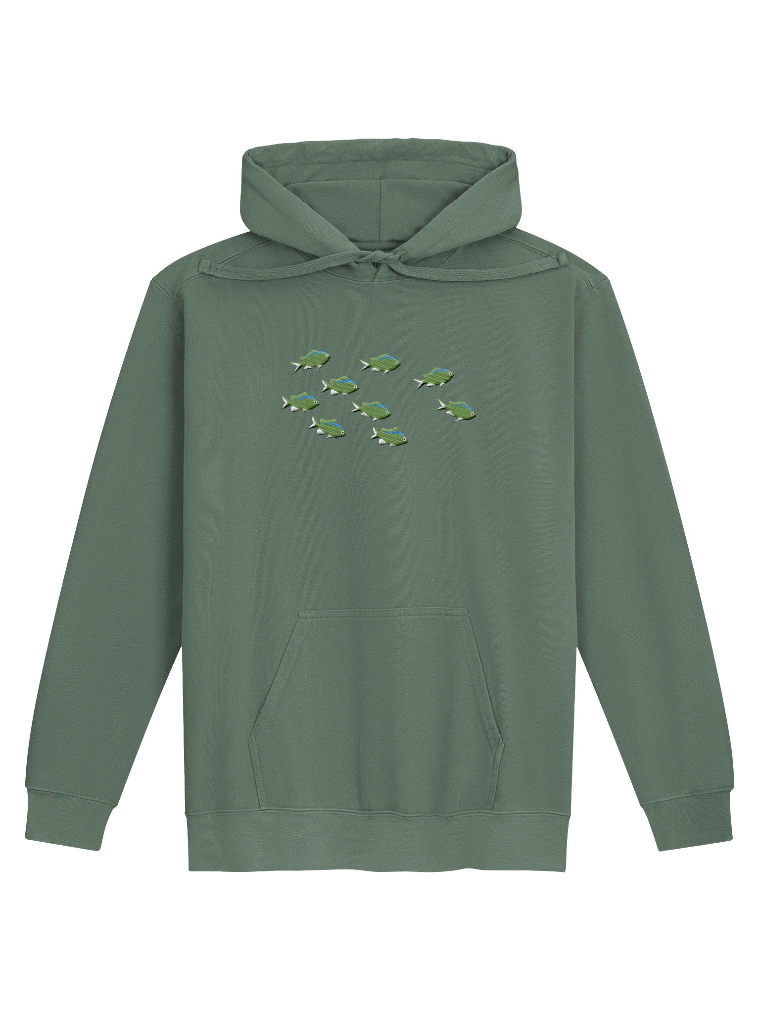 A School of Green Chromis Embroidered Premium Hoodie | Saltwater Reef Aquarium Fish & Marine Life Apparel product image (4)