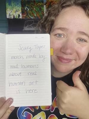No AI in The Scary Tapes Merch! | All of our merch and art is done IN HOUSE with REAL HUMAN HANDS and REAL HUMAN FRUSTRATIONS and REAL HUMAN TEARS like it should be. Check it out here: https://buff.ly/zqgTRBN We're Real Good AI and we want to illuminate the black box. Find out more about our mission here: realgoodai.org #nonprofit #merch #writing #scarytape