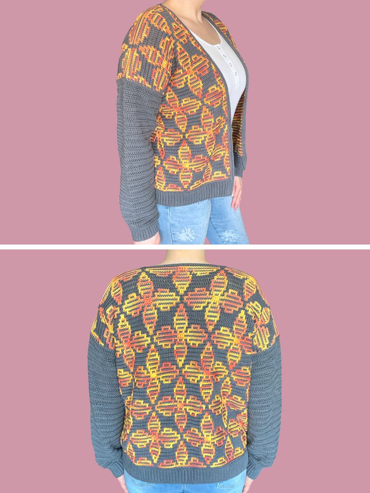 Crochet Pattern: Floral Mosaic Cardigan, One Size Only for L, XL, XXL product image (2)