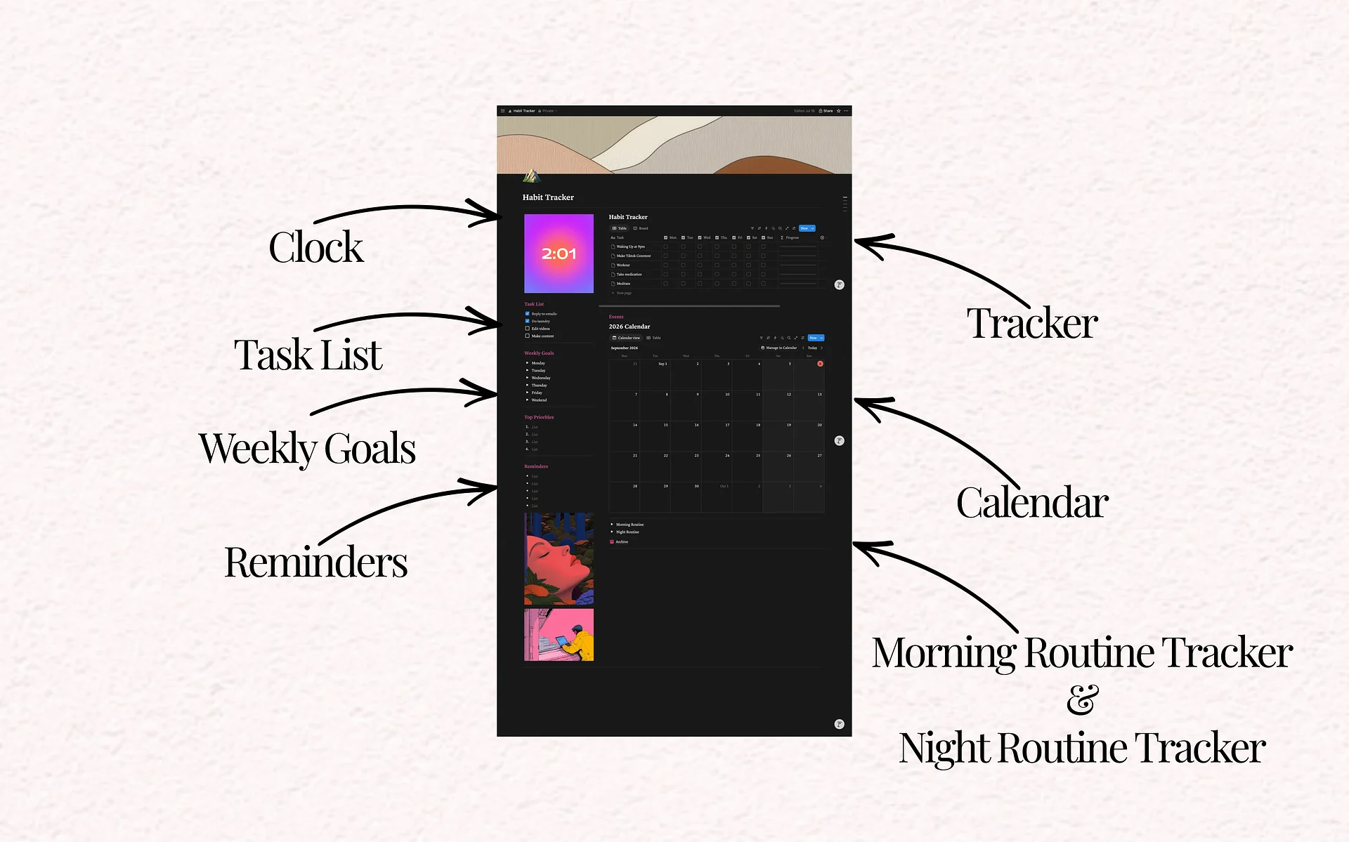 Aesthetic Notion Habit Tracker product image (4)