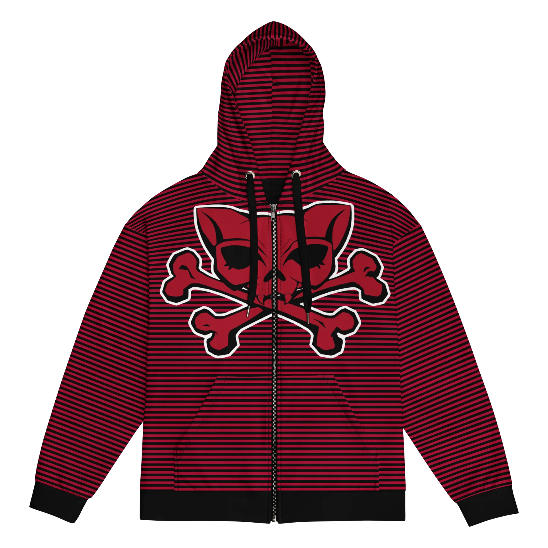 Blaque and Red Kat Skull Stripped Hoodie product image (1)