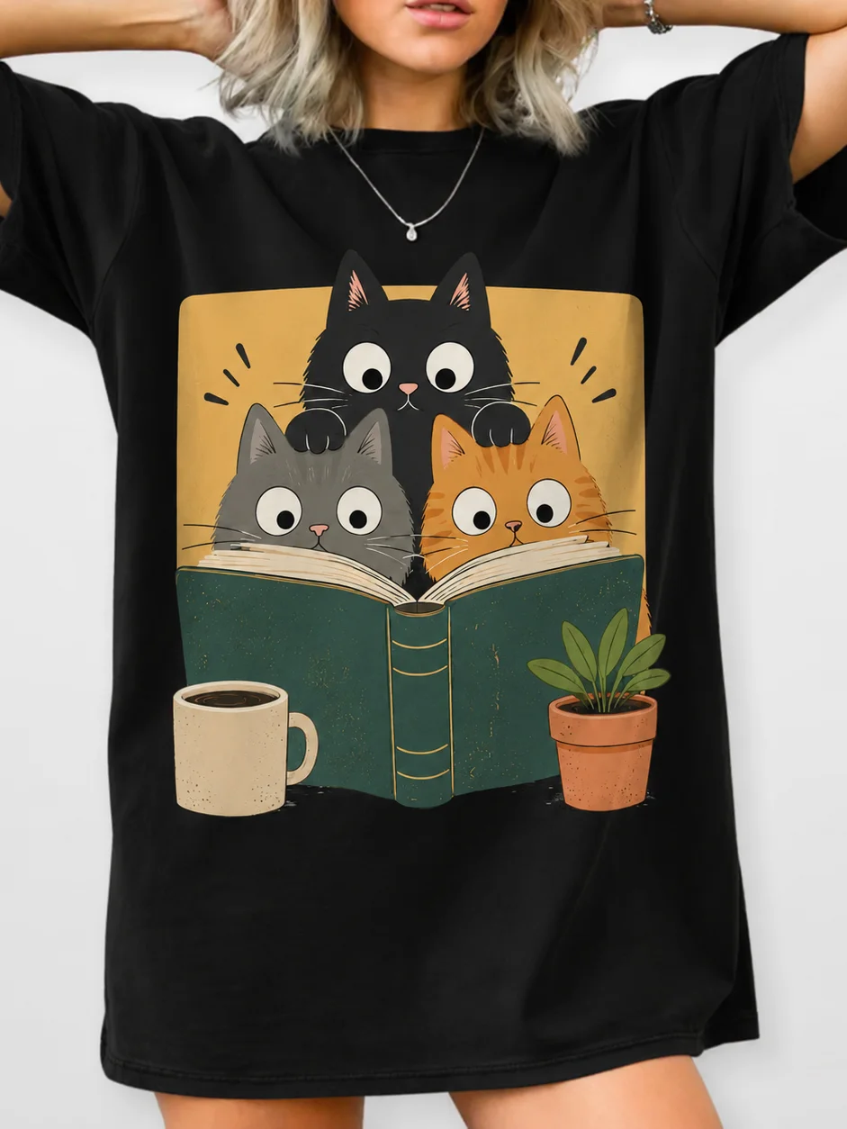 Bookworm Cats T-Shirt product image (3)