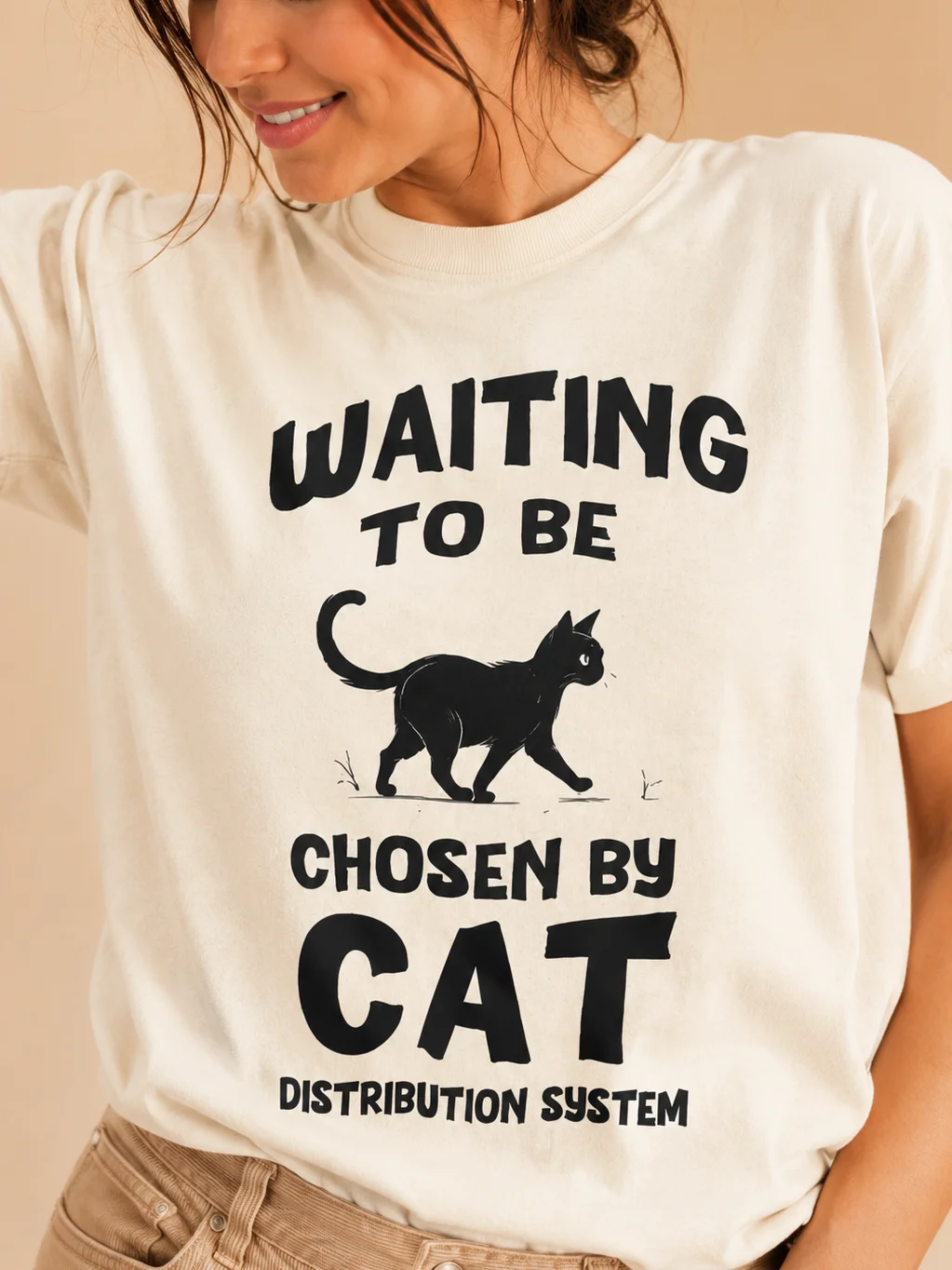 Waiting To Be Chosen By Cat T-Shirt | Funny Cat Distribution System Shirt for Cat Lovers product image (2)