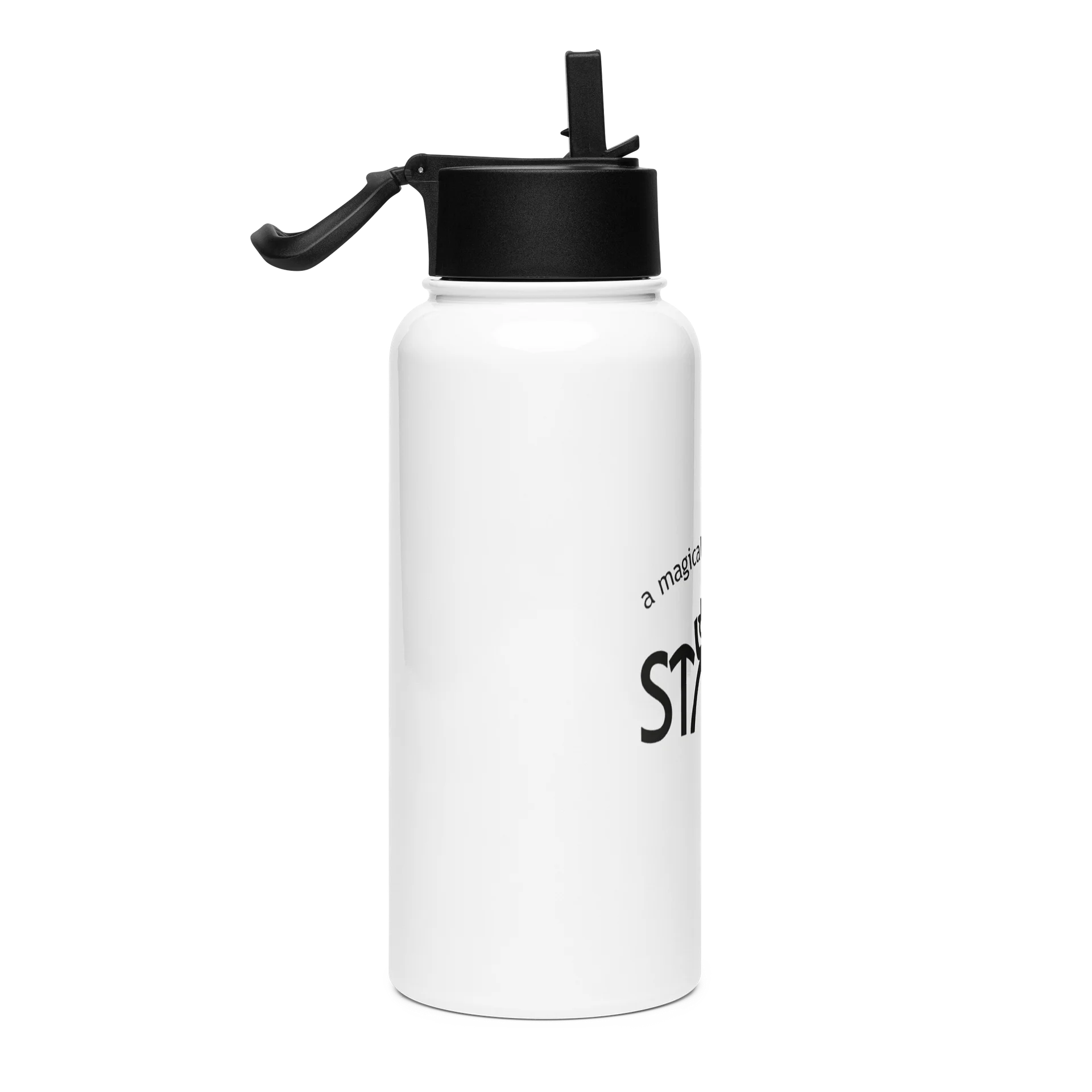 White Stainless Steel Water Bottle with Straw product image (4)