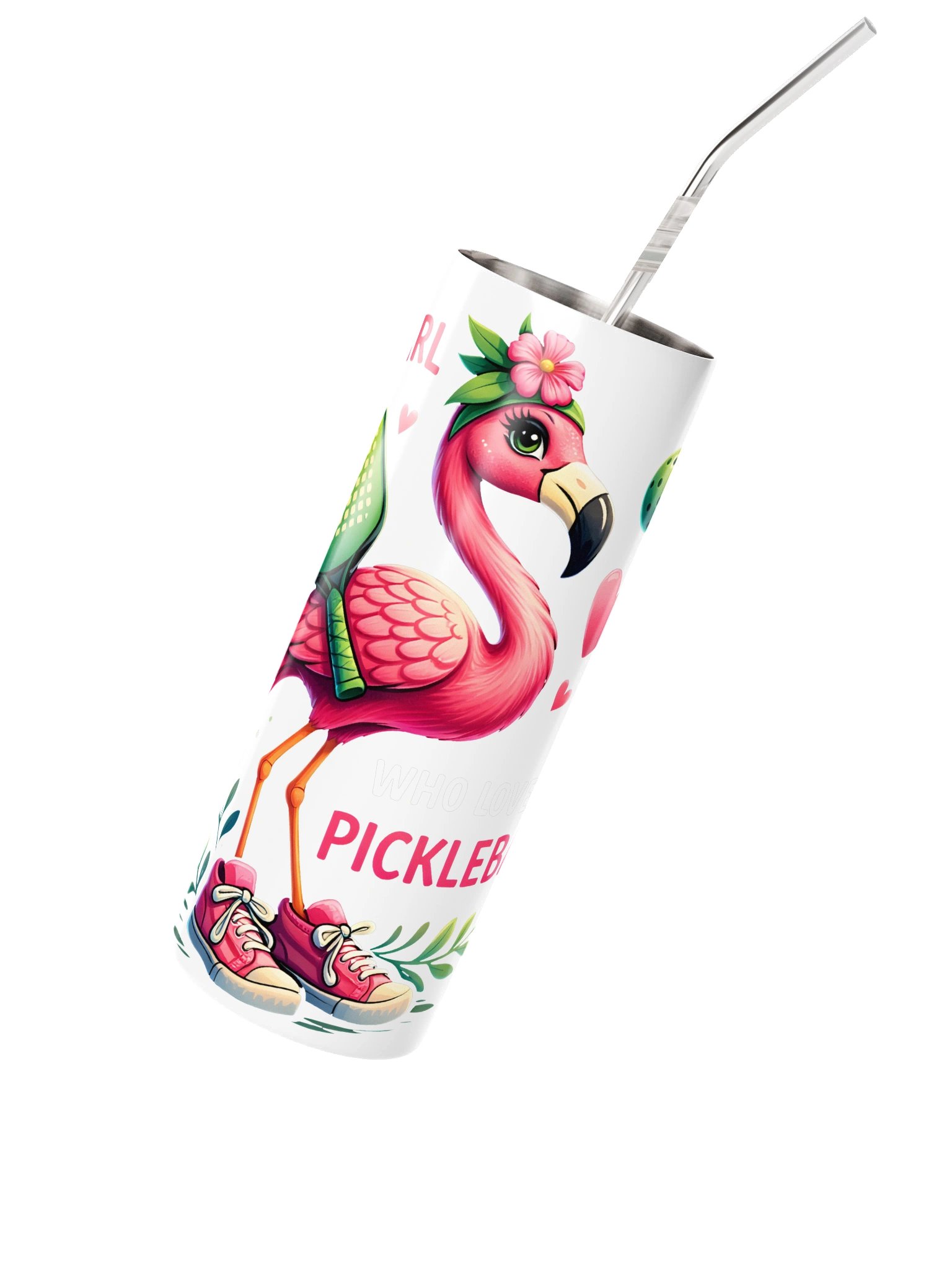Just a Girl Pickleball Tumbler | Cute Flamingo Pickleball Cup product image (2)