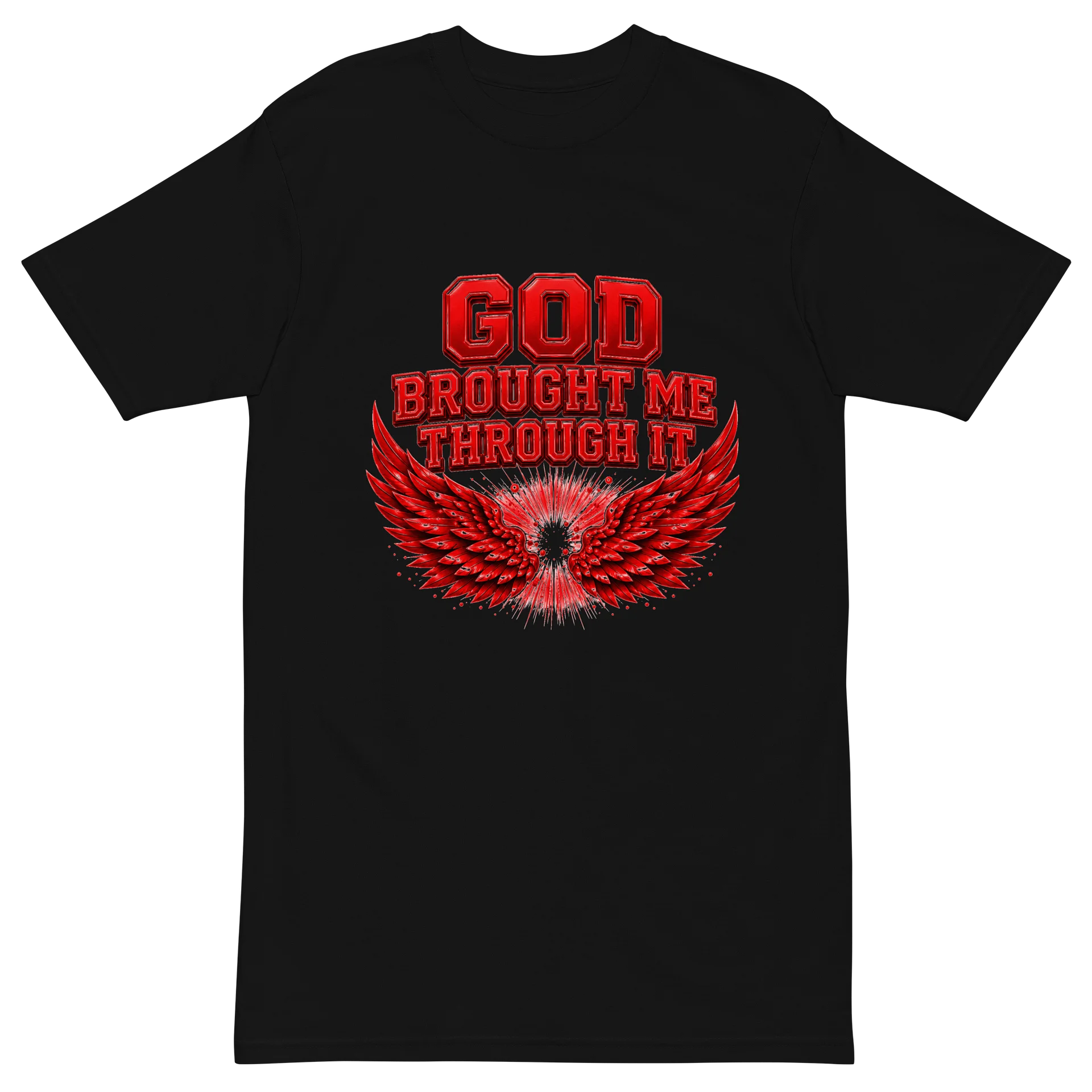 God Brought Me Through It White Tee – Red Wings Edition product image (3)