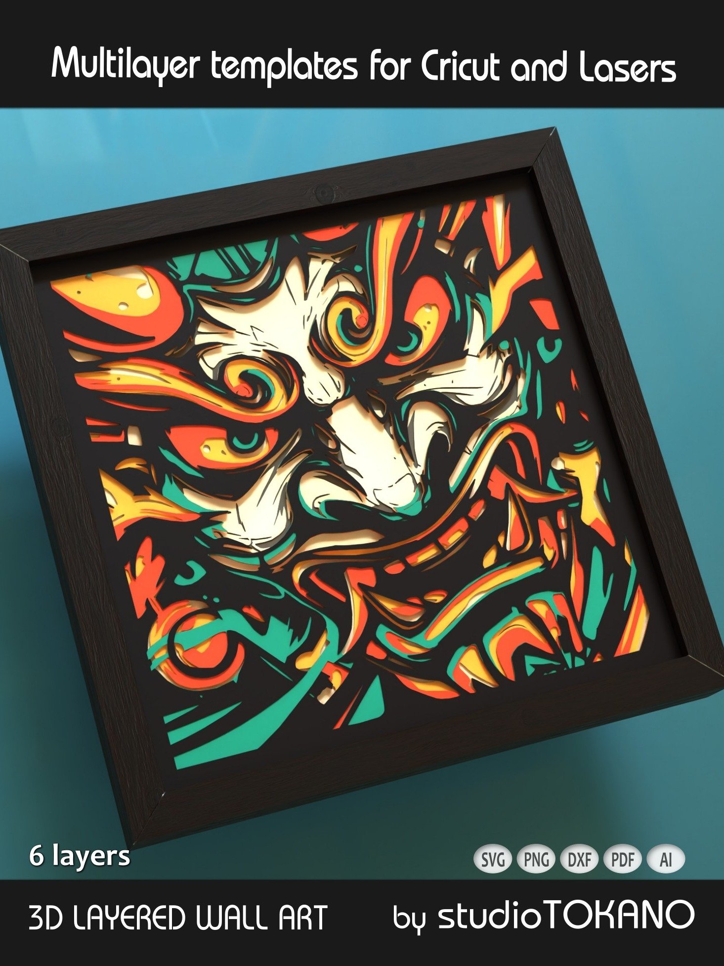Oni Mask Layered Cut File product image (4)