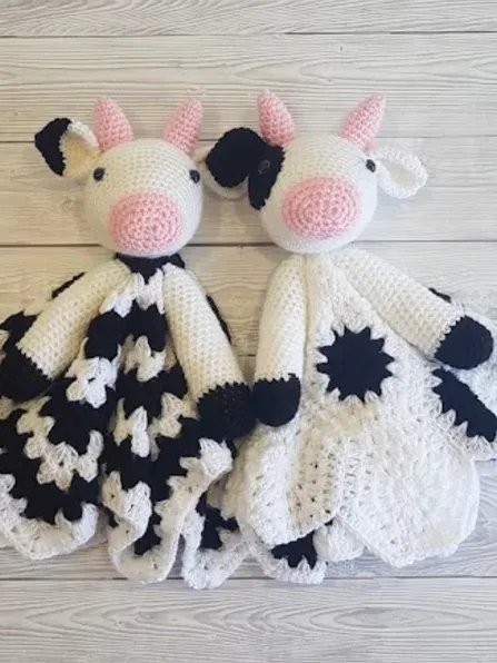 Crochet Cow Lovey Blanket Pattern - Granny Stitch, Hexagon PDF Pattern - Crafting Happiness product image (1)