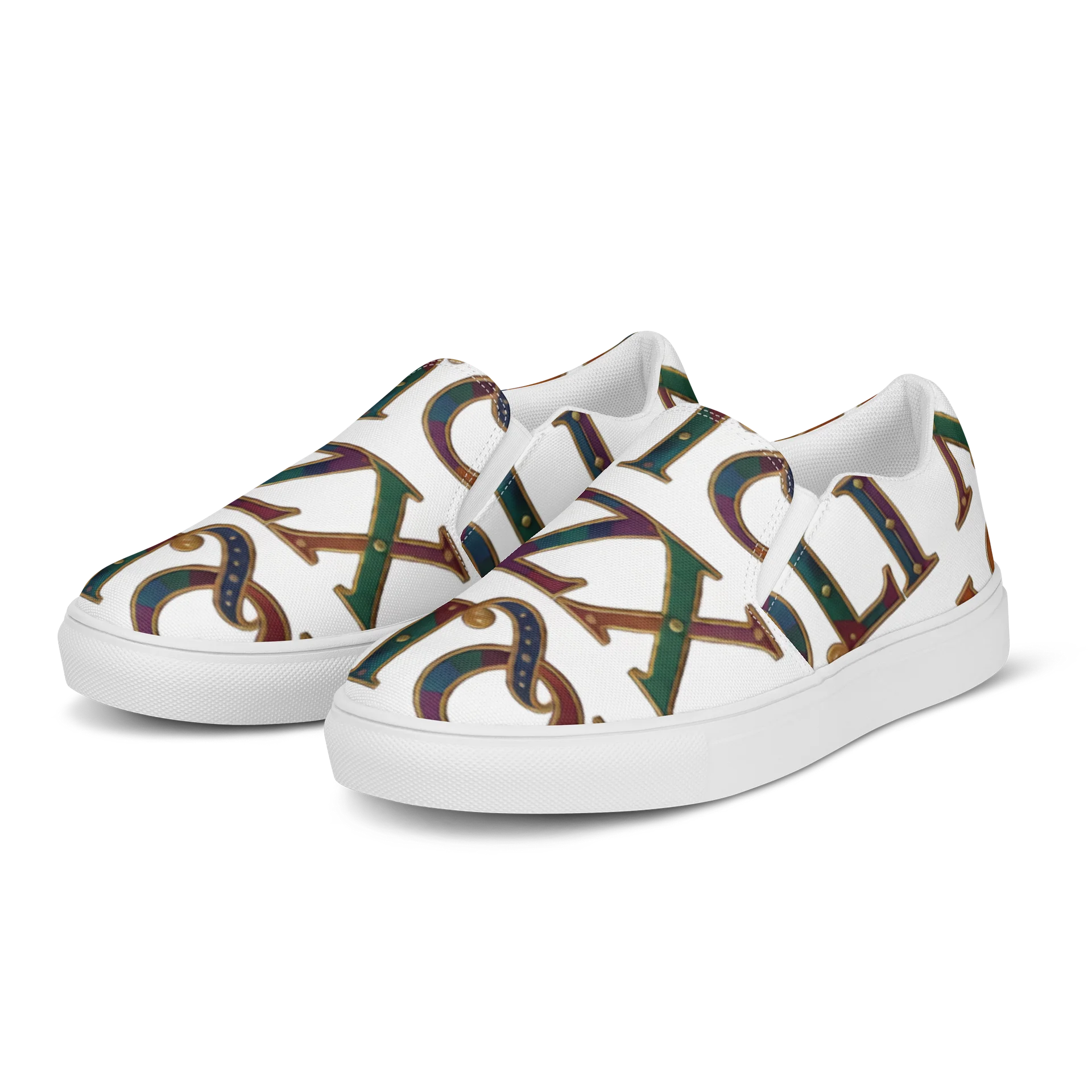 XZAQLI Monogram Men's Canvas Slip-On (White) product image (3)