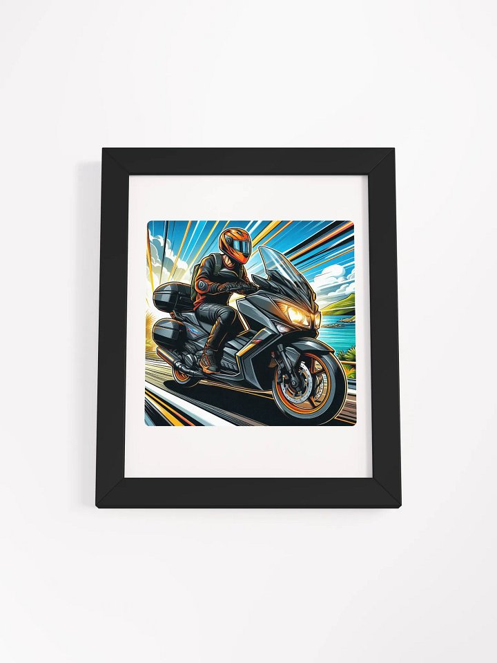 Ride On - Framed Matte Motorcycle Poster | automatic motorbike biker on the way AI work product image (13)