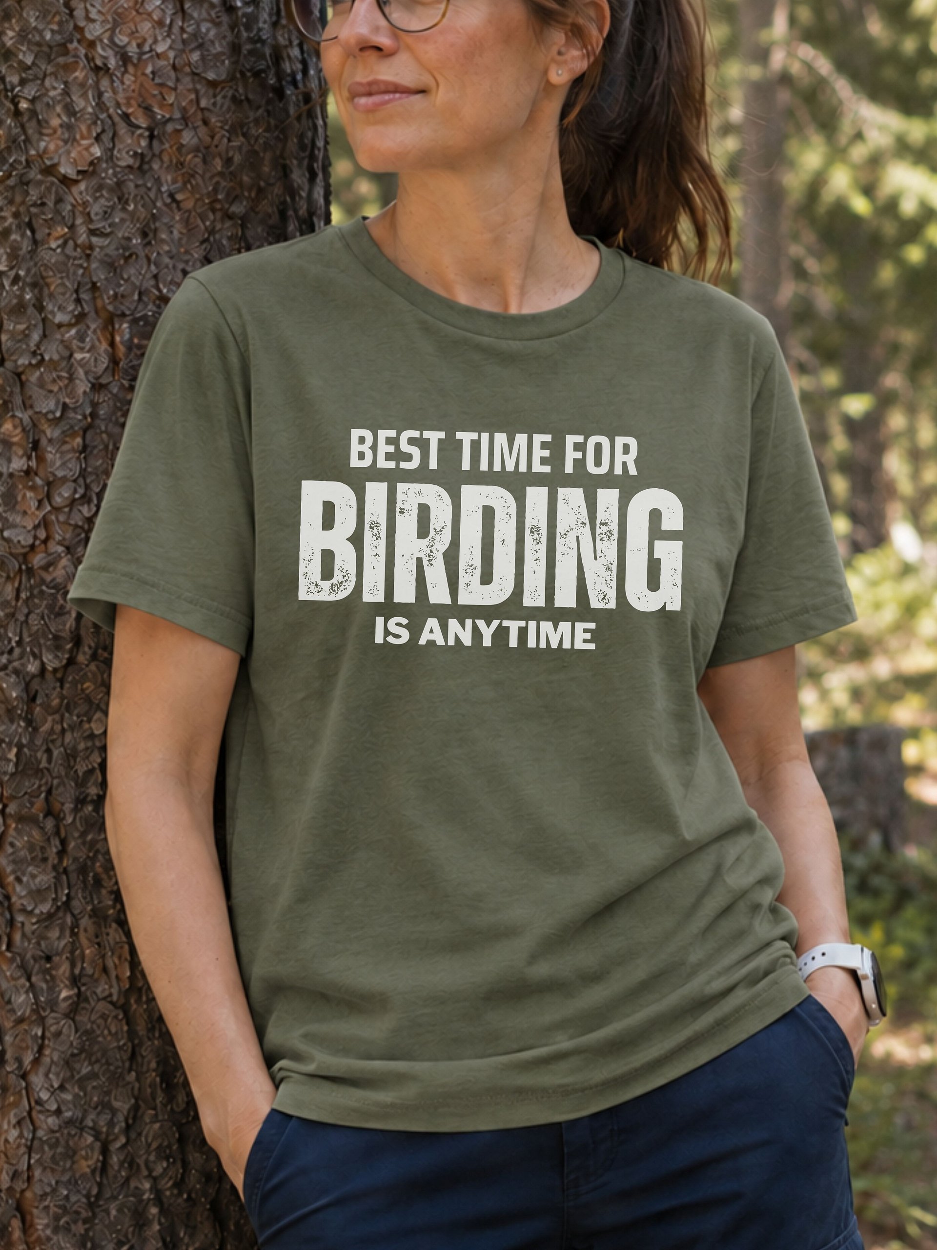 Best Time For Birding Is Anytime T-Shirt – Mindful Nature Graphic Tee & Birder Gift product image (2)