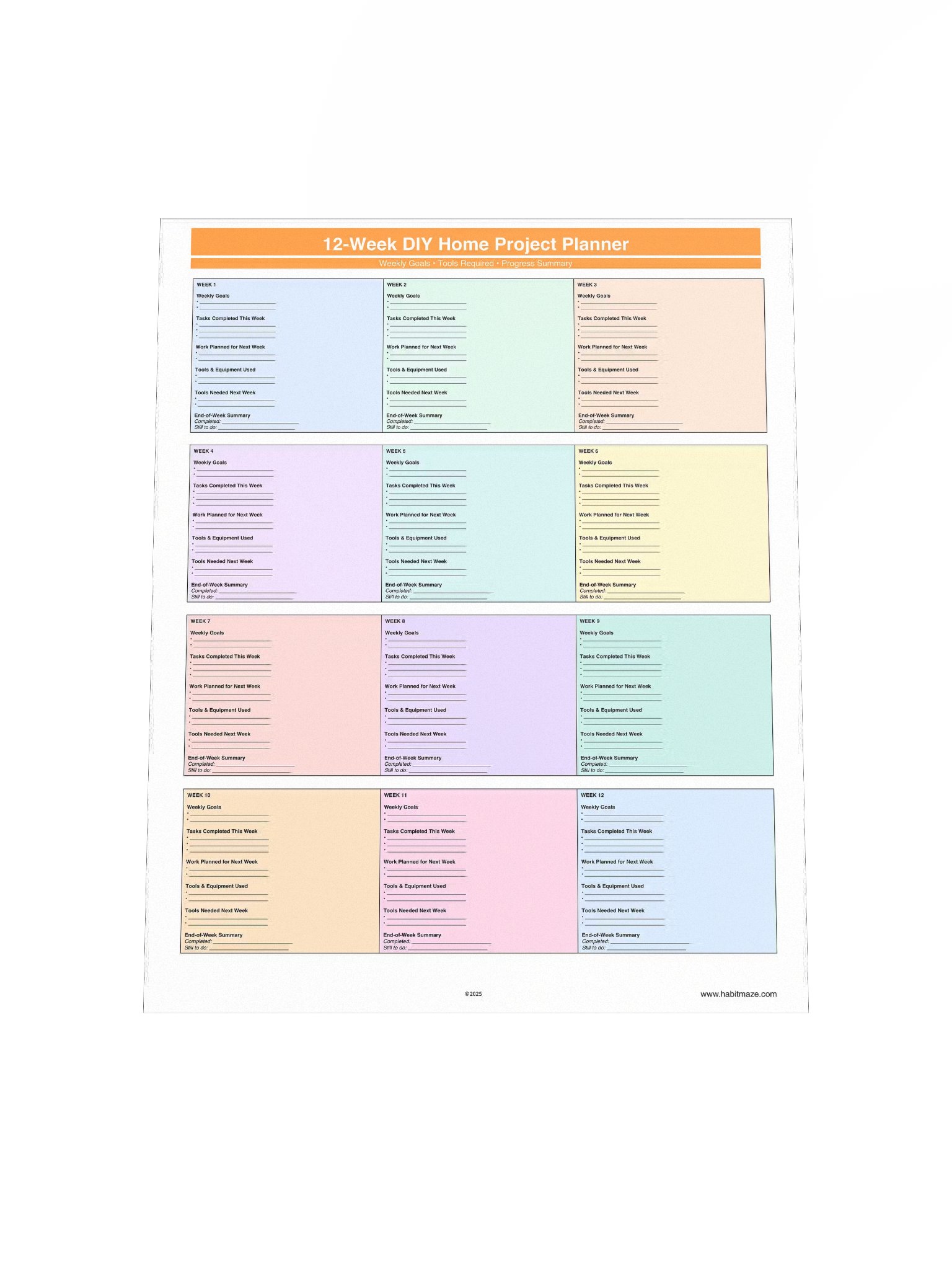 12 Week DIY Home Project Planner product image (5)