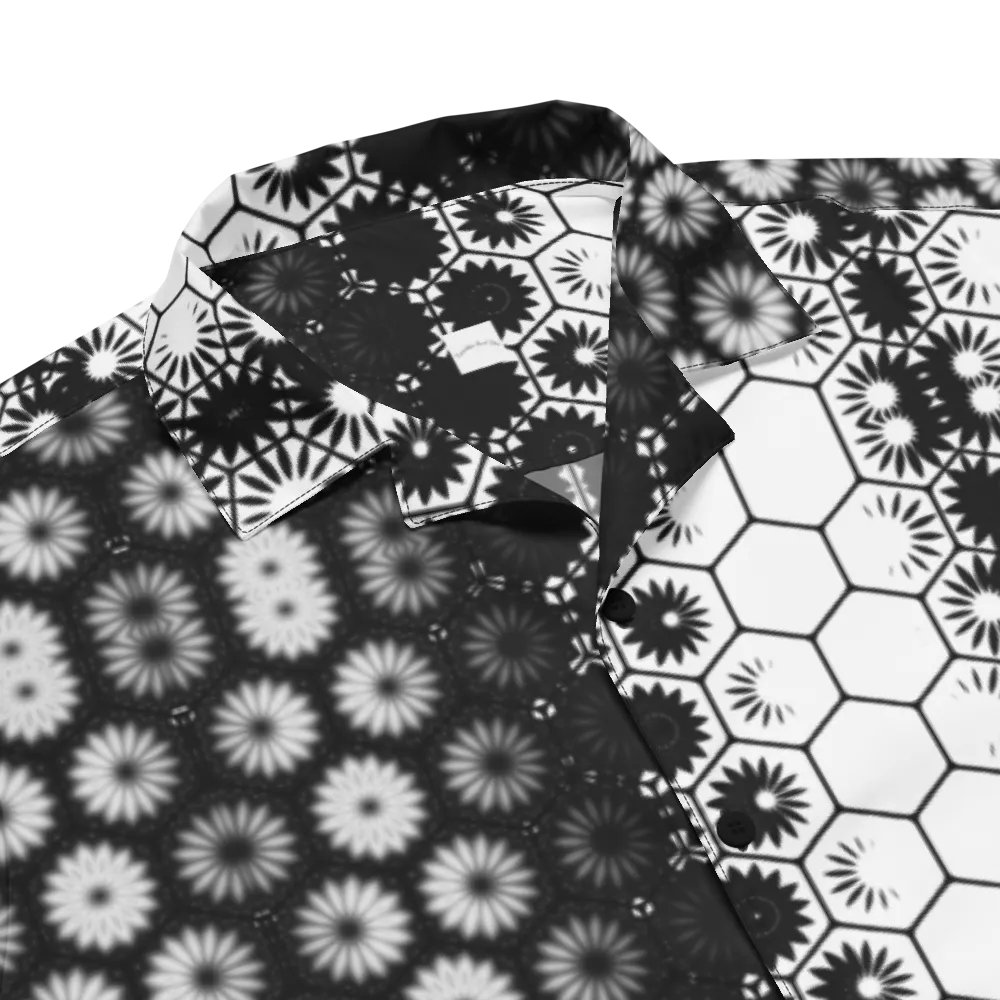 Button Up, Hawaiian Style, Black and White, Shirt product image (2)