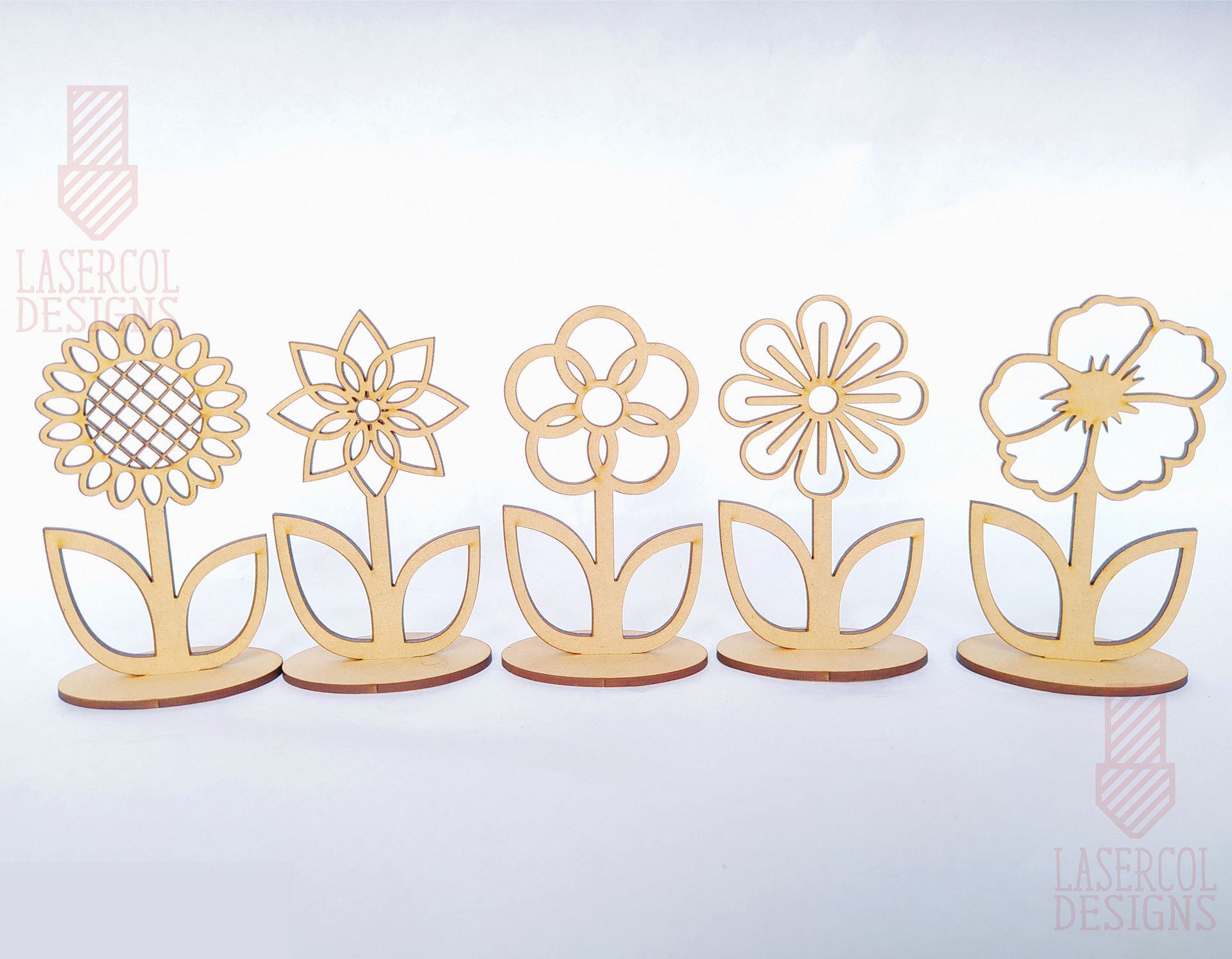 Flowers - Set 2 - (Two Sizes, Five Styles) - Laser Cut Files product image (6)