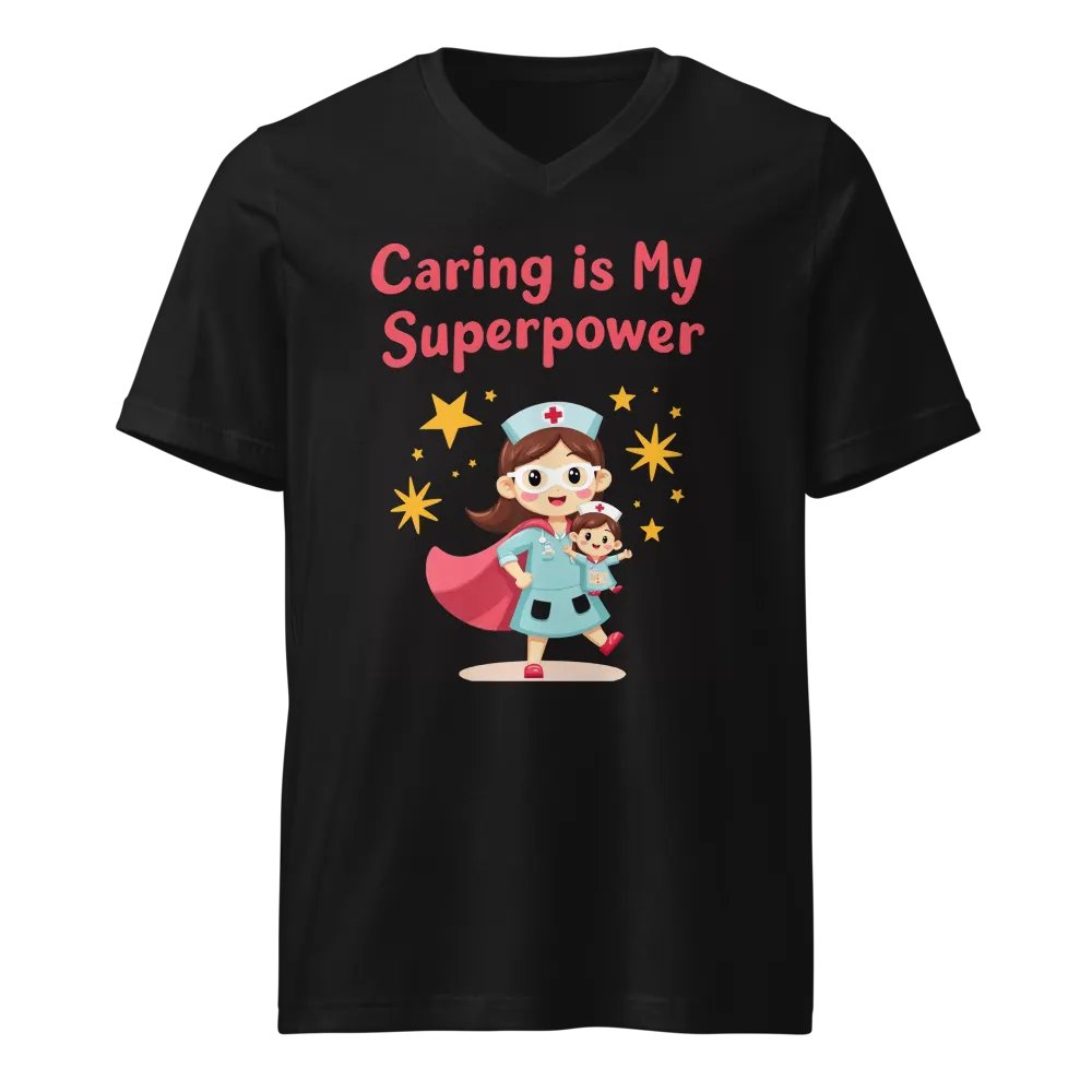 Caring Superpower Nurse V-Neck Tee product image (1)