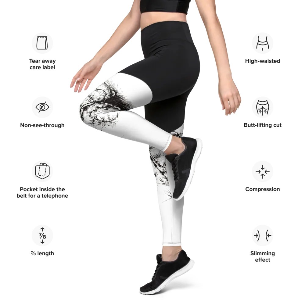 Bamboo Root All-Over Print Sports Leggings product image (2)