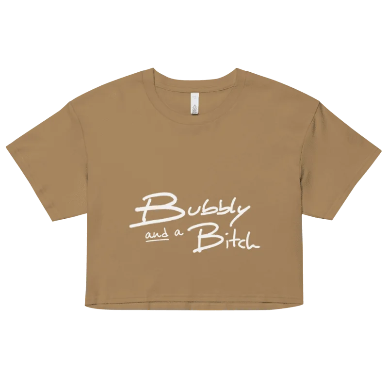 Bubbly and a B*tch (white design) printed cotton crop top product image (12)
