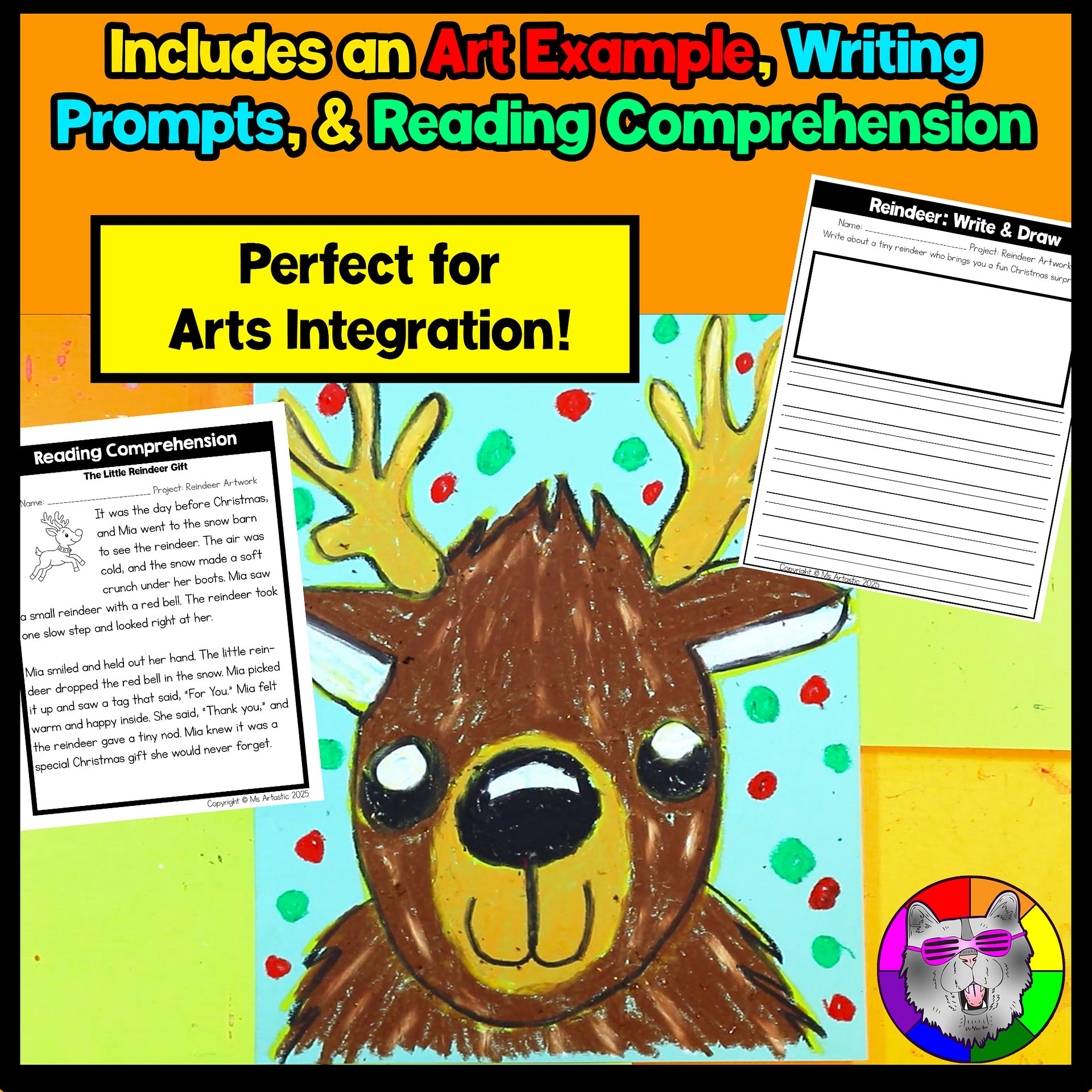 Christmas Art Project Reindeer Art Lesson Christmas Art Activity December Art product image (2)