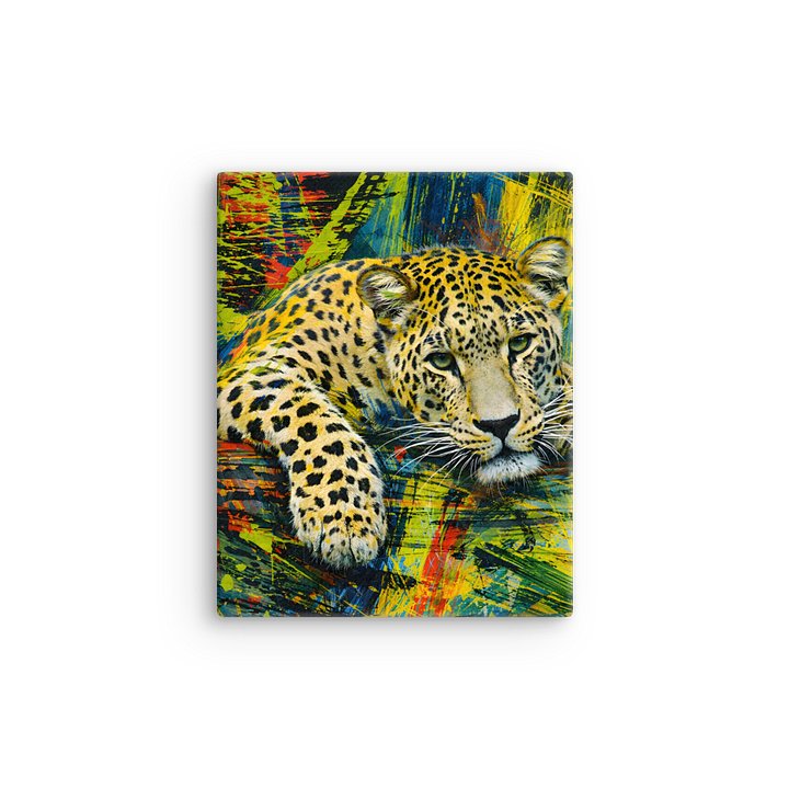 Vibrant Predator: Leopard in an abstract burst of color Sleek Slim Canvas Art product image (10)