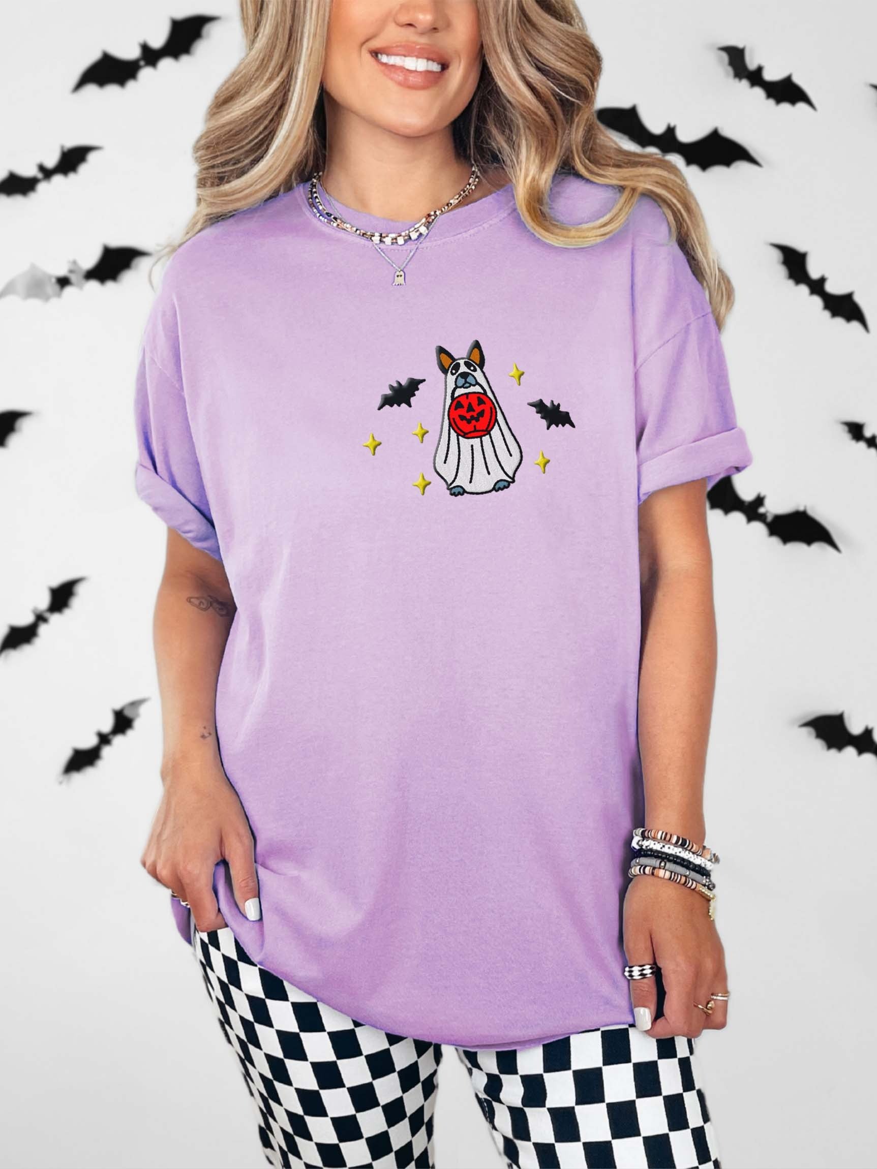 Halloween Australian Cattle Dog(Blue Heeler 2) Embroidered T-Shirt product image (2)