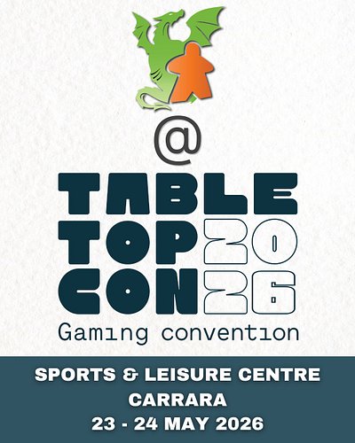 The countdown is on for TabletopCon 2026! Will we see you there?!

📆 23-24 May 2026
🕐 10am-6pm daily
📍 Sports & Leisure C...