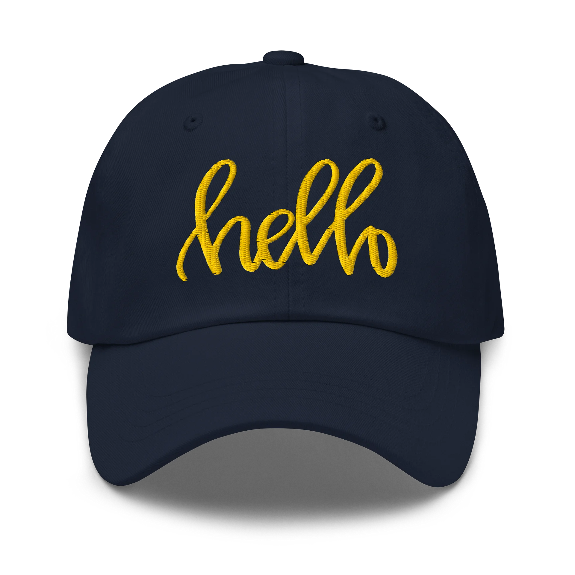 AK’s Hello! — Soft Golden Yellow on Blue - Hat product image (1)