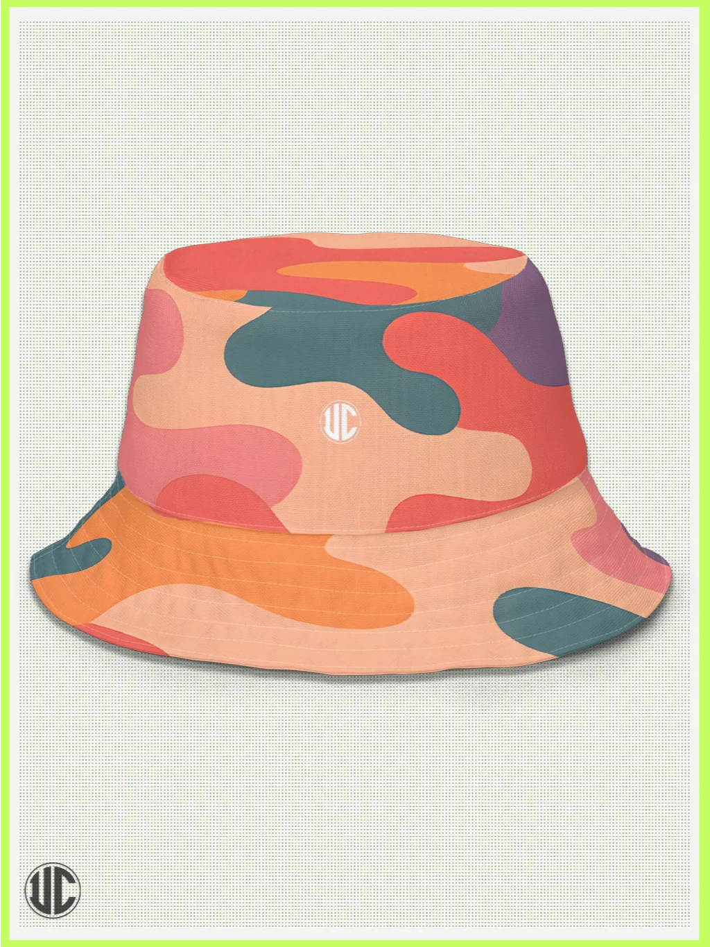 UnkoCon Dual-Side Bucket Hat – Digital Wave × Coral Camo product image (3)