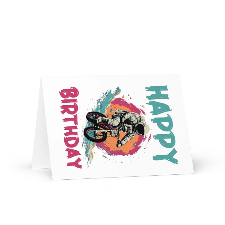 Happy Birthday (Astronaut on a Bike) Birthday Card 5" x 7" product image (1)
