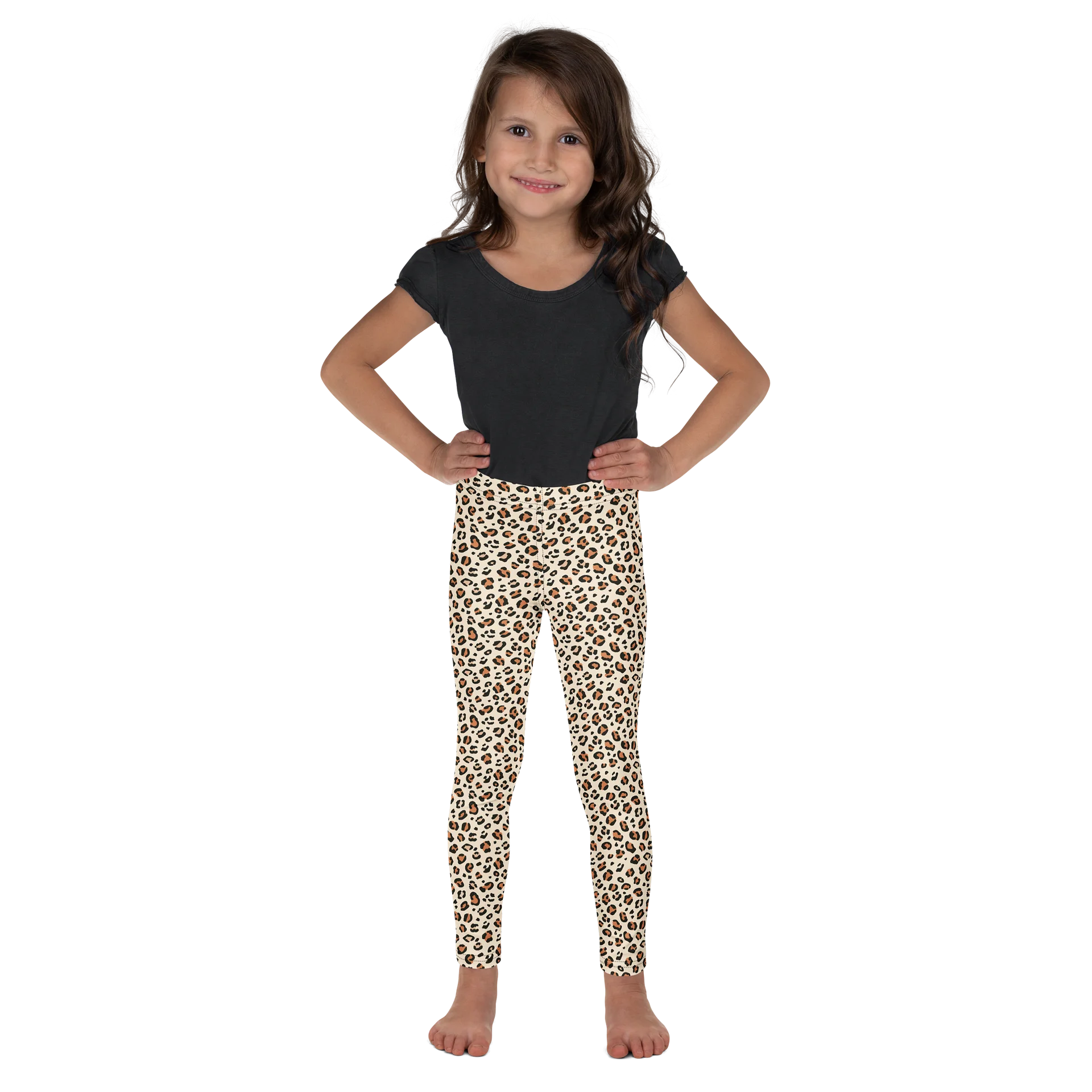 Bold Brown Leopard Skin Print Kids Leggings product image (1)