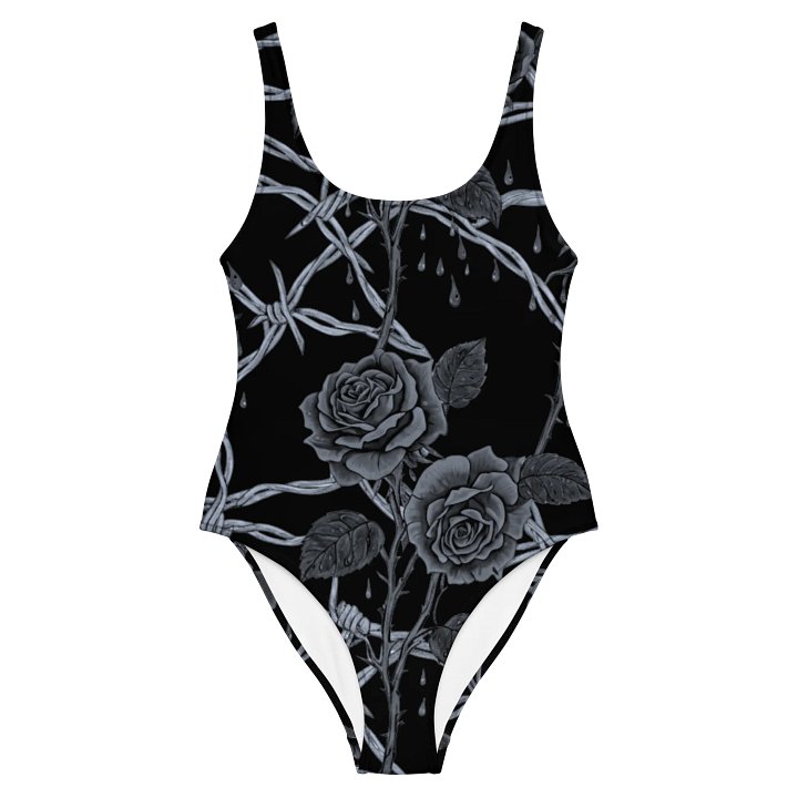 Grayscale Barbed Wire & Roses One Piece product image (2)