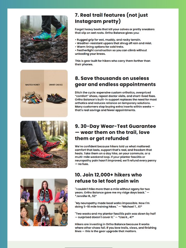 10 Reasons Advertorial Landing Page – Hiking & Orthopedic Footwear Template (GemPages) product image (3)
