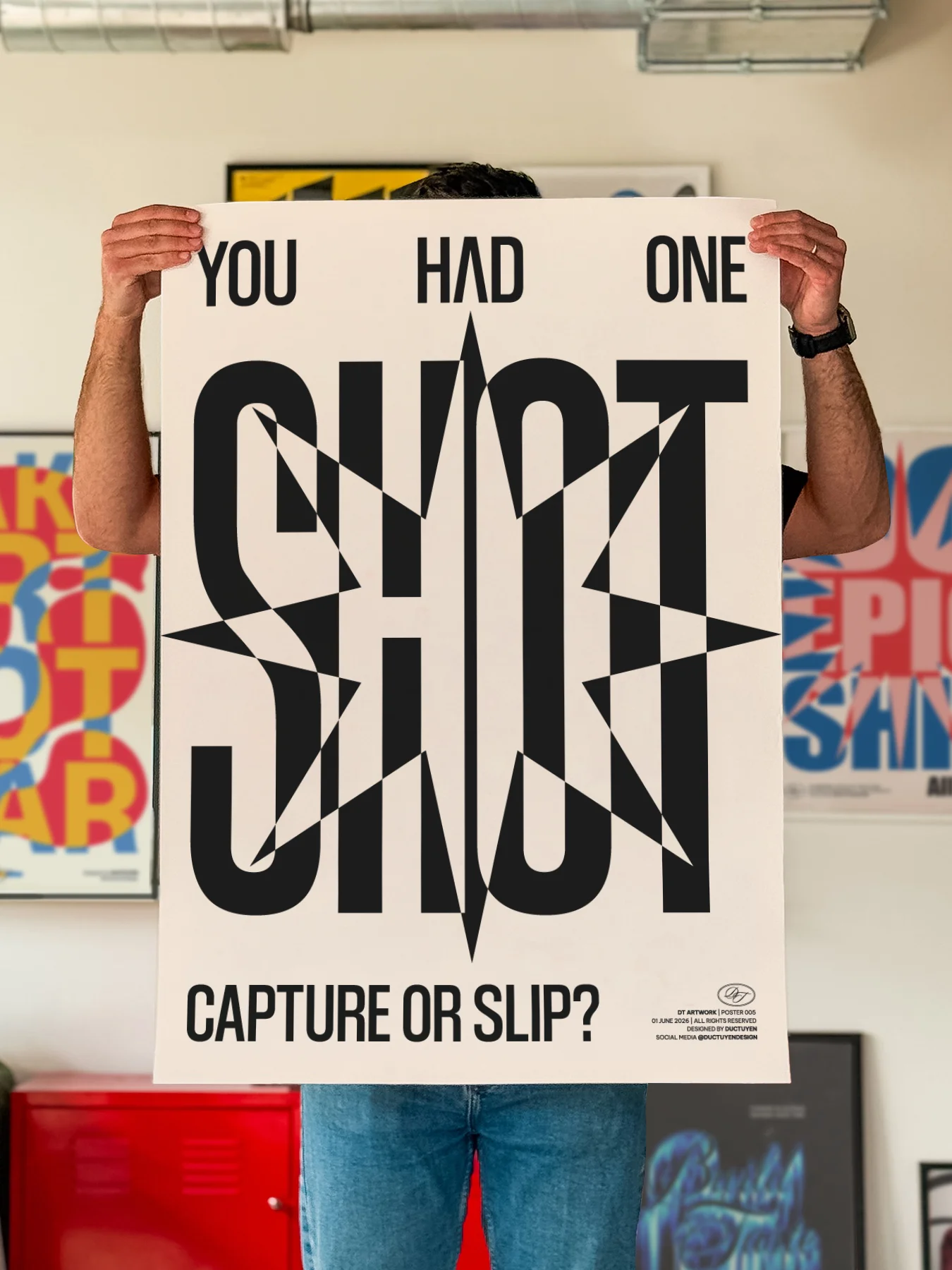 "ONE SHOT" Typography Print Poster (Unframe) product image (8)