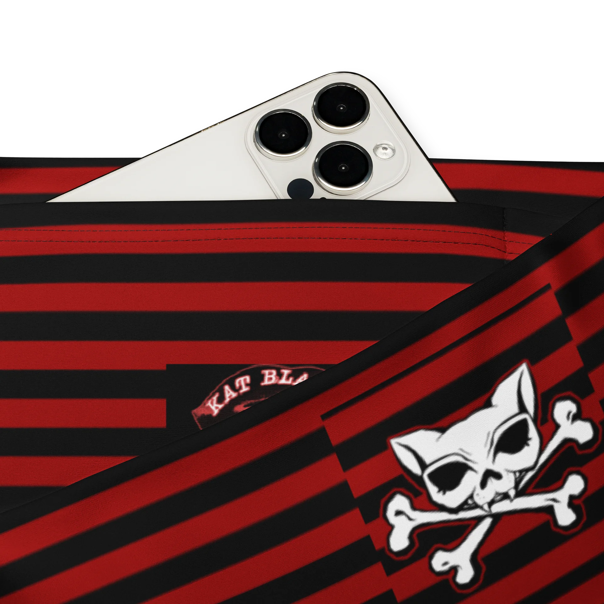 Red and Blaque Stripped Kat Skull Flares product image (3)