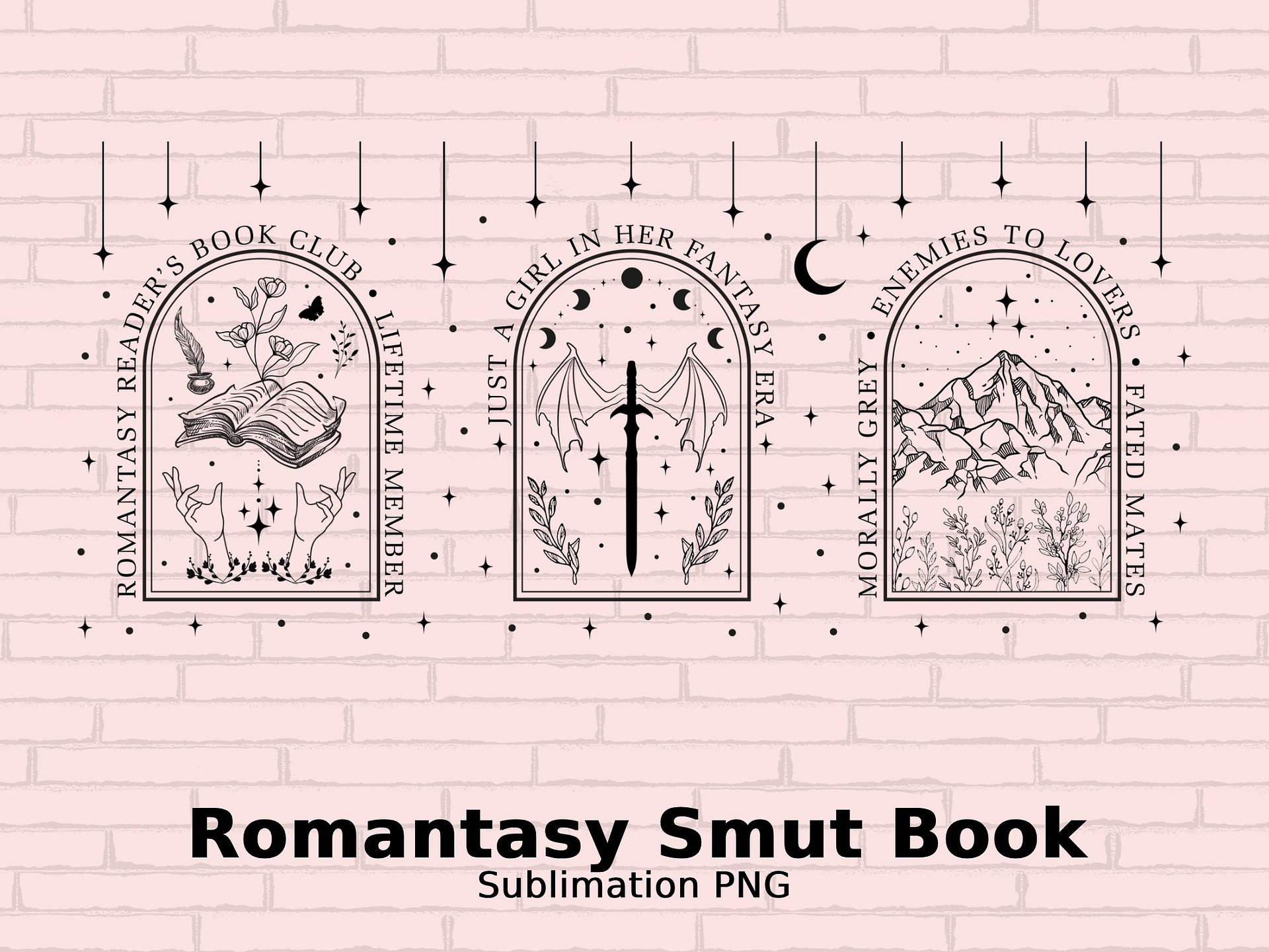 In Her Fantasy Era Romantasy Girlie Smutty Bookish Reader 16oz Glass Cup Sublimation Wrap SVG PNG, Tarot Book Tropes, Digital Download product image (7)