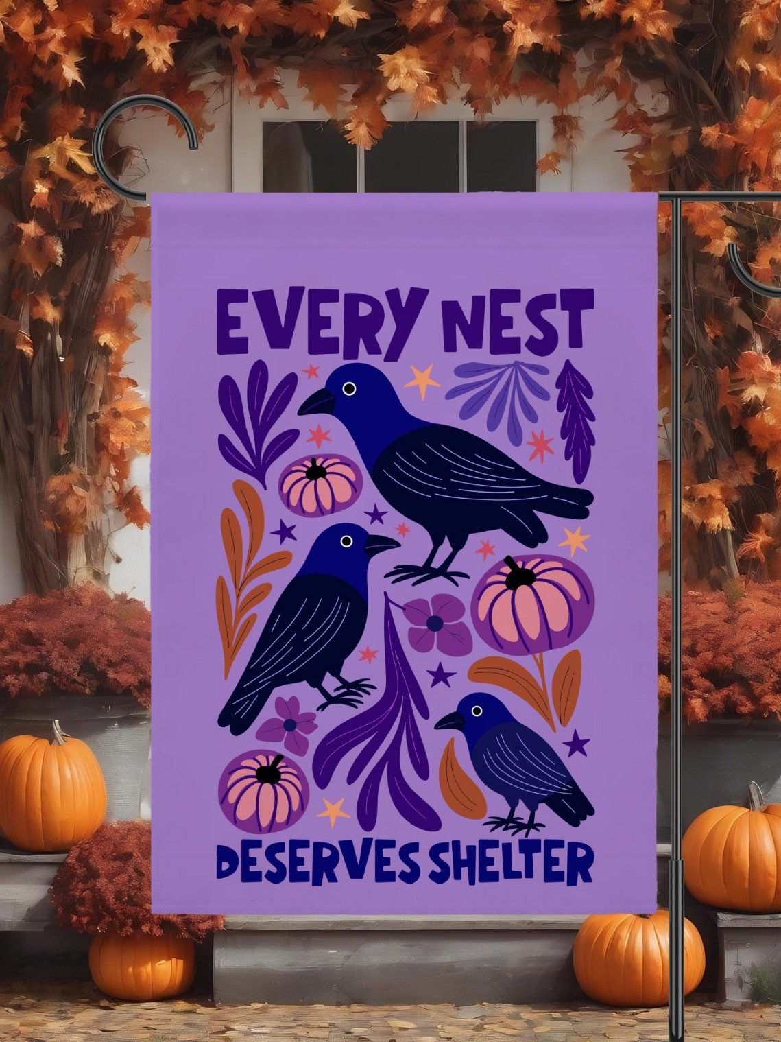 Democratic Socialist Halloween Raven Garden Flag product image (6)