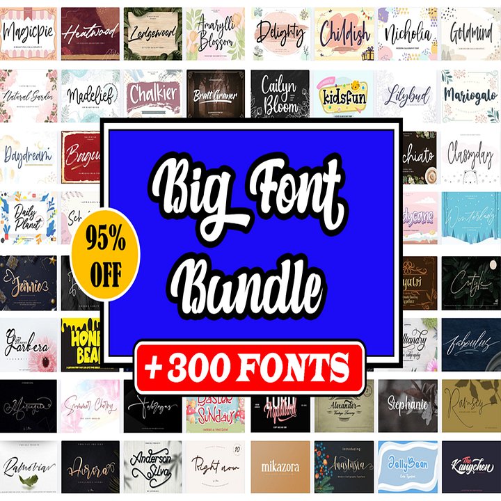 300 Canva Font Bundle – Script, Calligraphy & Handwritten Fonts | Logo, Branding & Wedding Fonts | OTF TTF Digital Download | Commercial Use product image (1)
