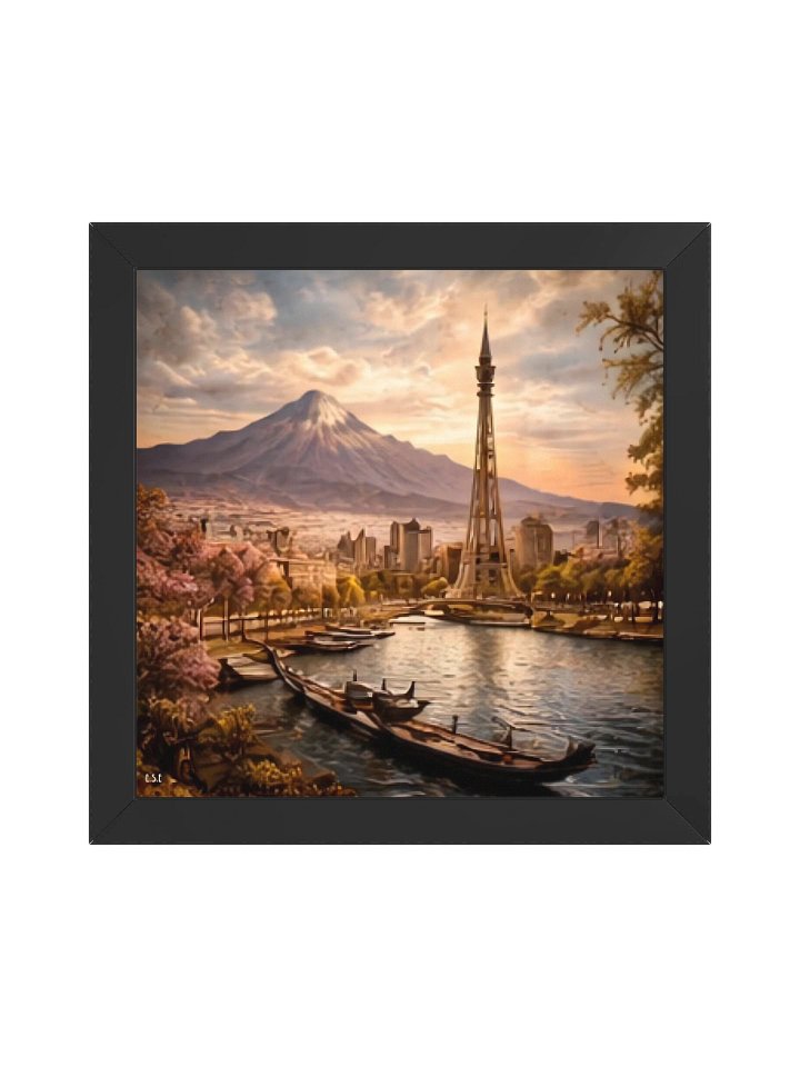 Ewige Harmonie: Fusion der Weltwahrzeichen Vibrant Ayous Wood Framed Matte Poster product image (8)