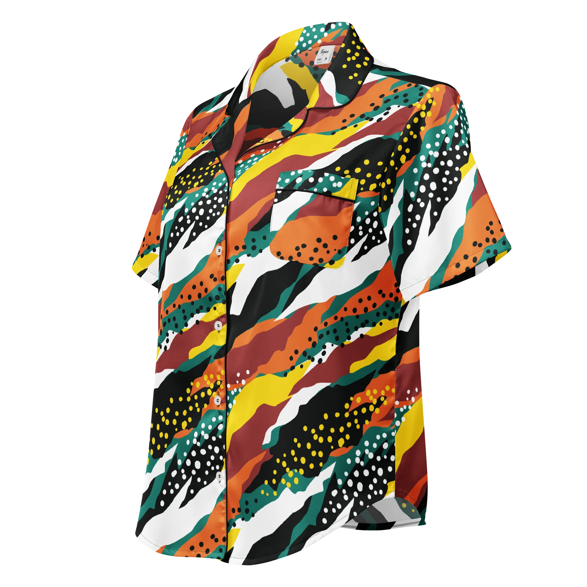 Terracotta & Teal Abstract Safari Pattern | Vibrant All-Over Print Women's Short Sleeve Pajama Top product image (1)