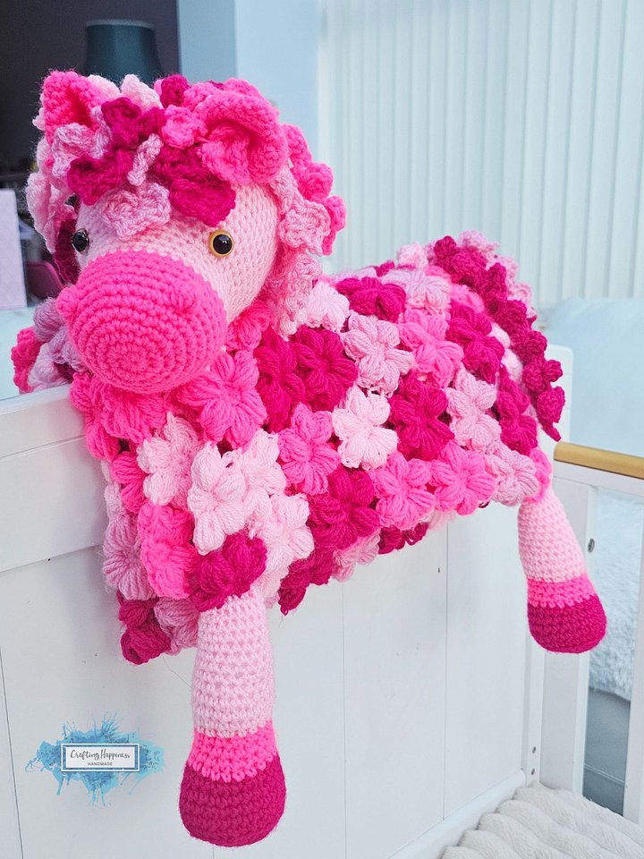Pink Pony Baby Blanket Crochet Pattern | Folding Farm Horse Toy (PDF) product image (1)